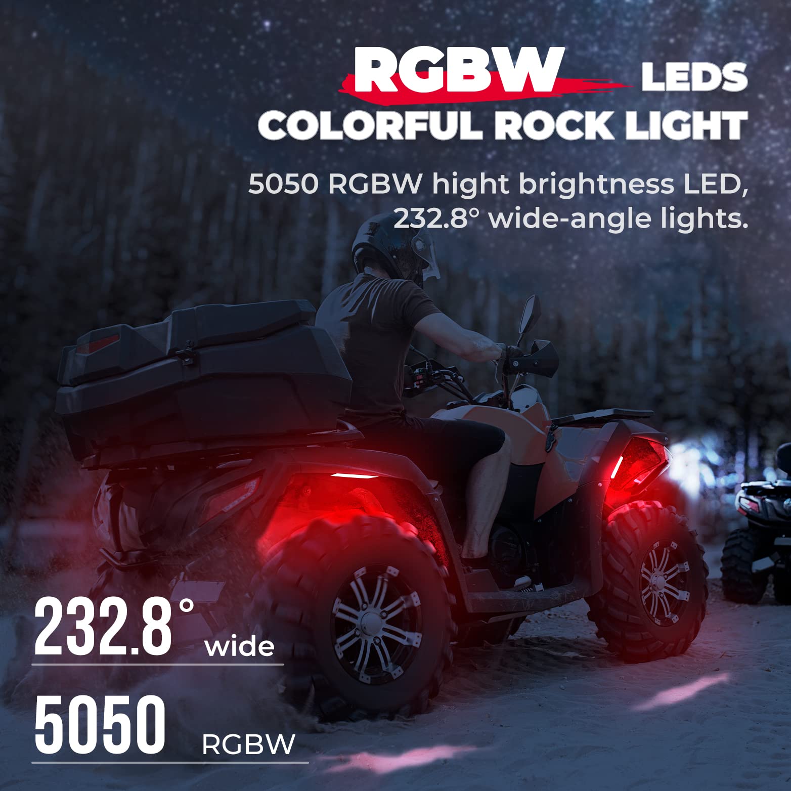 Photo of 3FT COB Whip Lights & RGB Rock Light Kit for UTV ATV Jeep by Kemimoto - Premium for UTVs / Side by Sides