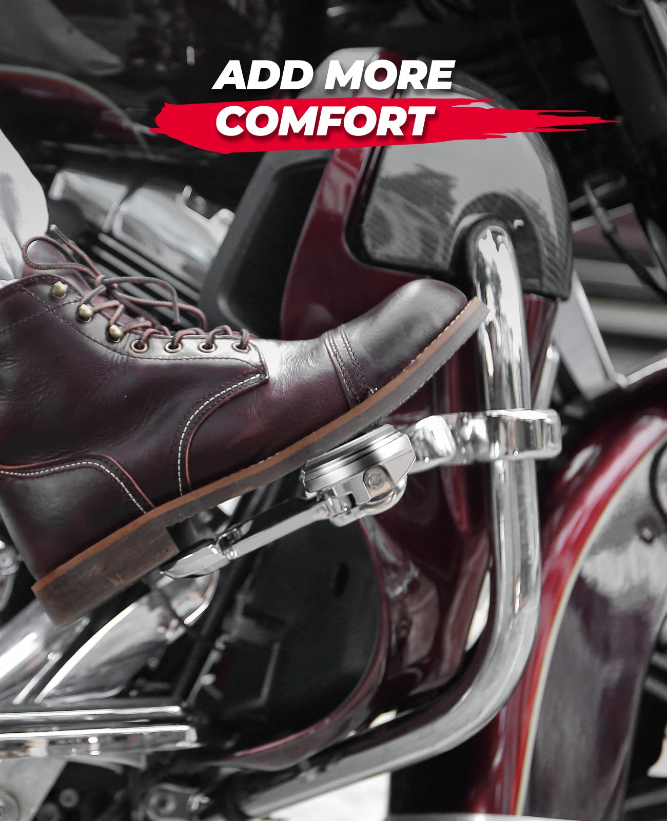 Photo of Motorcycle Adjustable Foot Pegs for 1.25" Engine Guard by Kemimoto - Premium for UTVs / Side by Sides