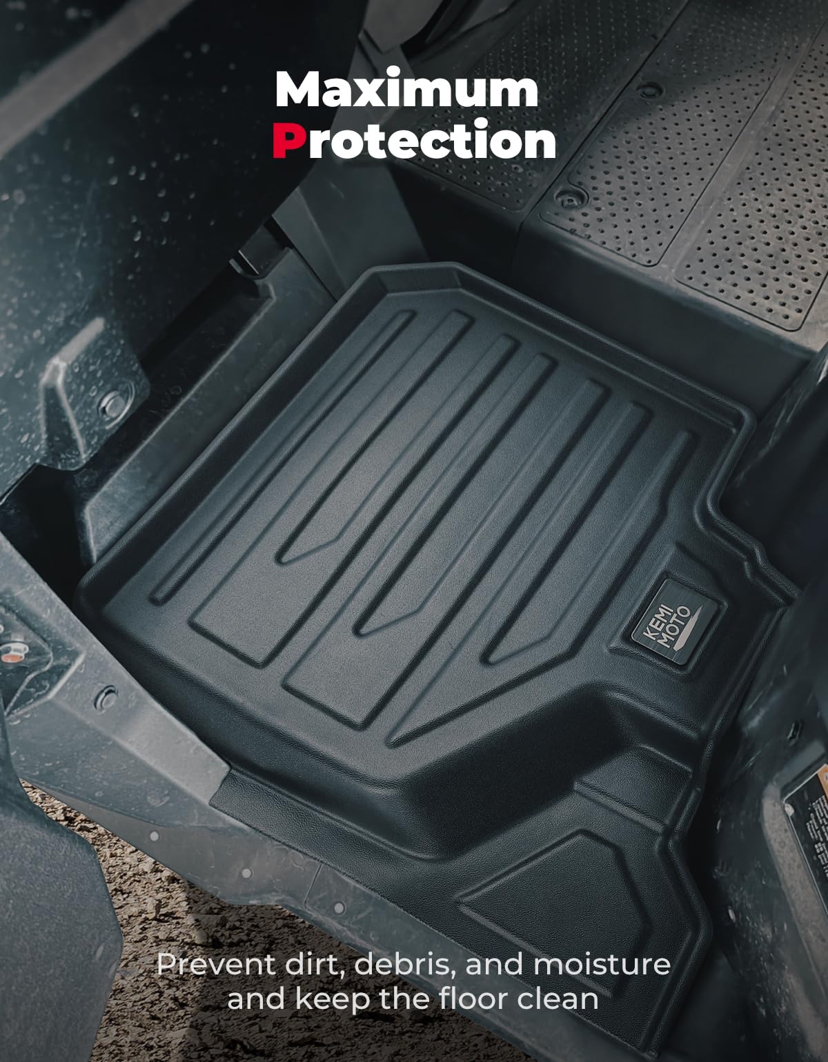 Photo of Kemimoto Floor Mats TPE All-Weather Anti-Slip Liners for Pioneer 1000-6 (4 Pcs) by Kemimoto - Premium for UTVs / Side by Sides