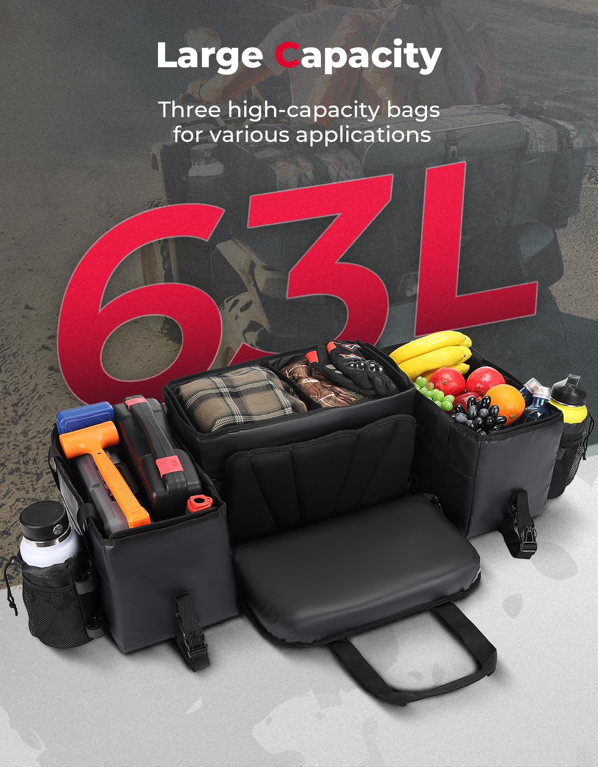 Photo of ATV 76L Seat Cargo Bag /Cushion Soft Cooler Bags by Kemimoto - Premium for UTVs / Side by Sides