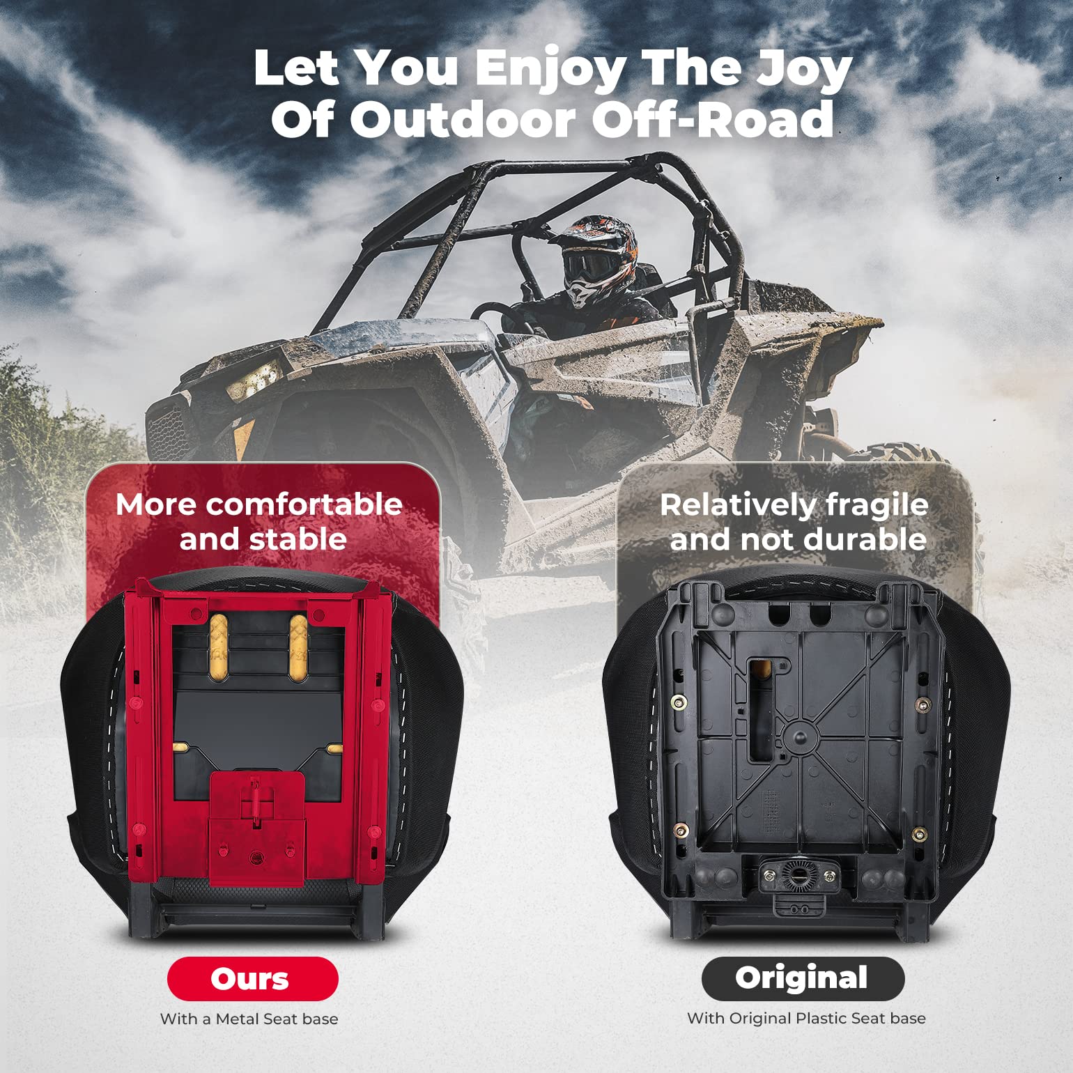 Photo of UTV Metal Seat Lowering Base for Polaris RZR 800 900 S 1000 XP Turbo S by Kemimoto - Premium for UTVs / Side by Sides