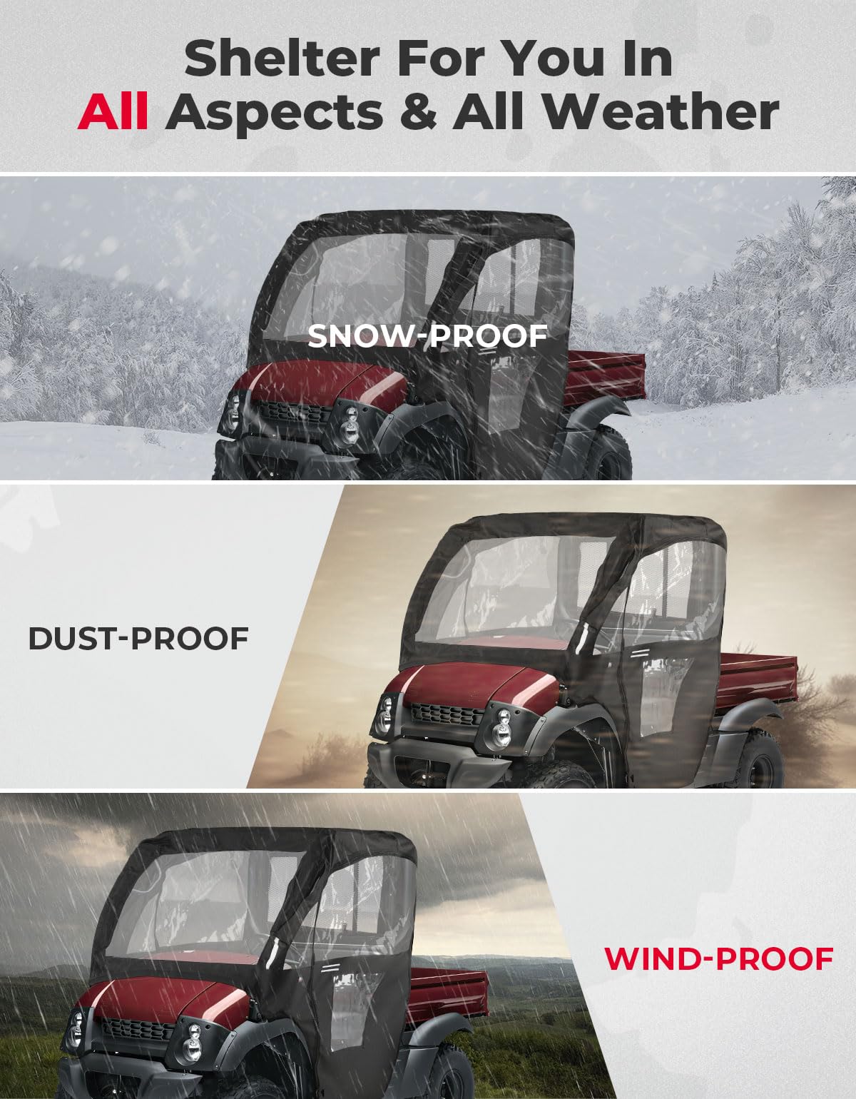 Photo of Soft Cab Enclosure Doors for Kawasaki Mule 600 610 (2015 models and older) by Kemimoto - Premium for UTVs / Side by Sides