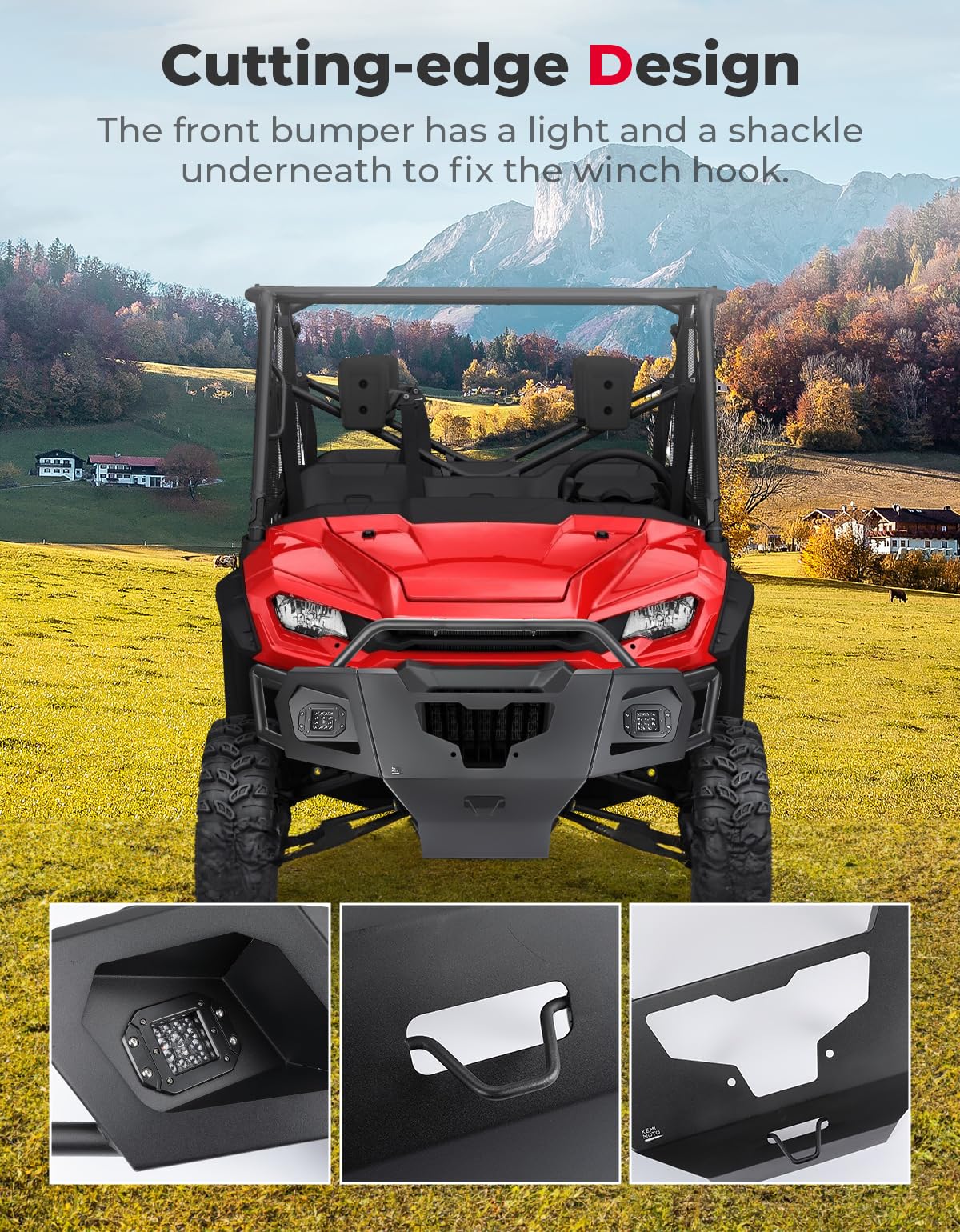 Photo of UTV Front Bumper with Lights for Pioneer 1000-6 2023-2024 by Kemimoto - Premium for UTVs / Side by Sides