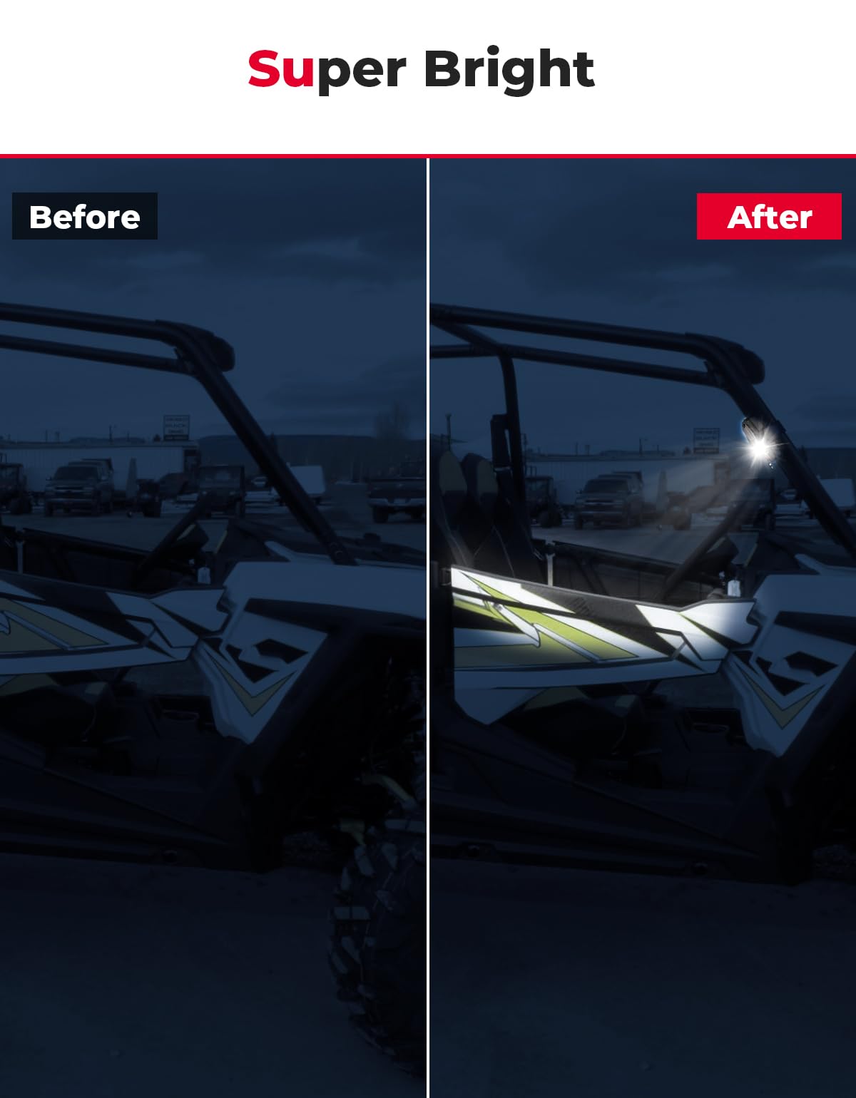 Photo of Universal Waterproof LED Light for Cab Roll Cage by Kemimoto - Premium for UTVs / Side by Sides