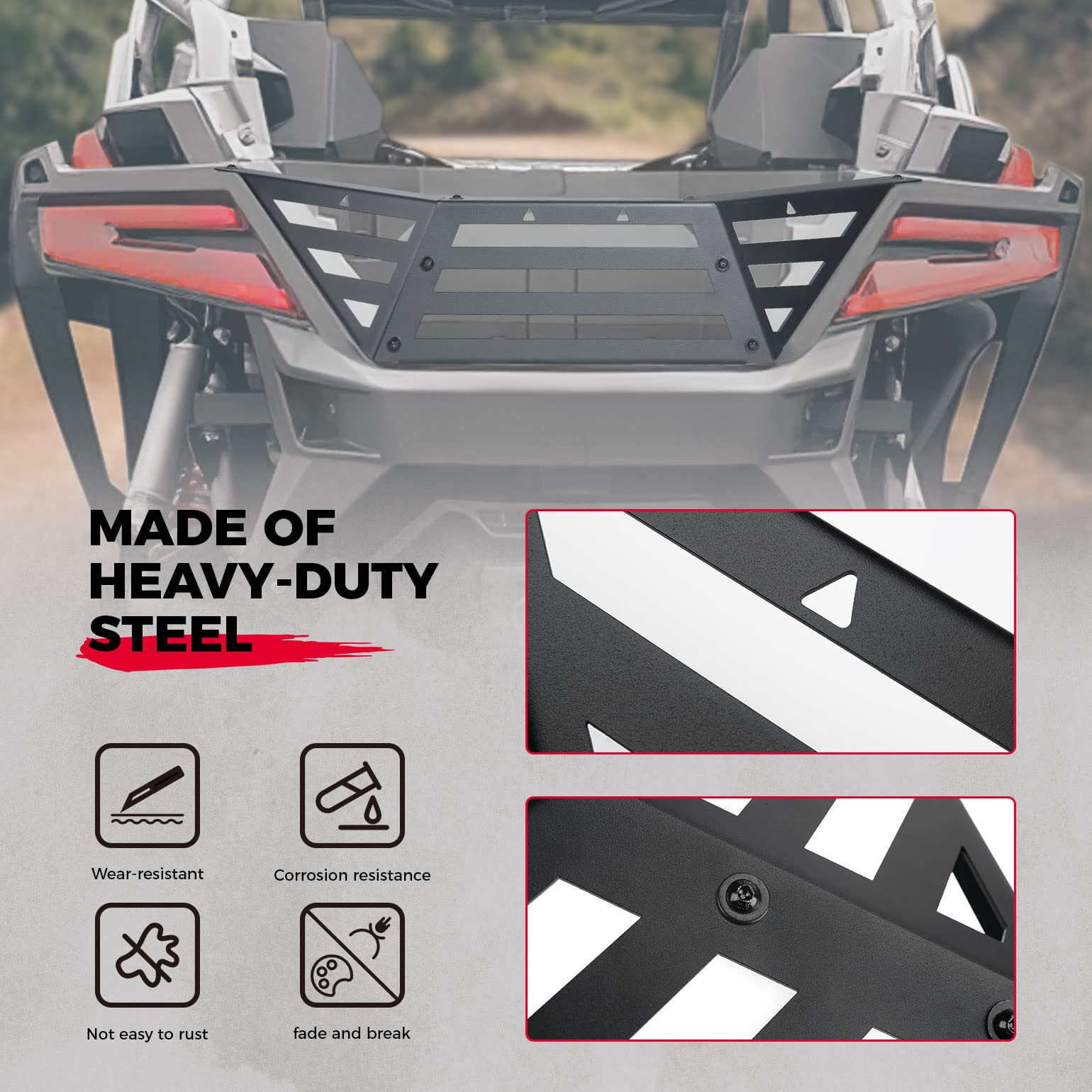 Photo of Rear Cargo Bed Extender Tailgate for Polaris RZR Pro R/4 2022-2024 by Kemimoto - Premium for UTVs / Side by Sides