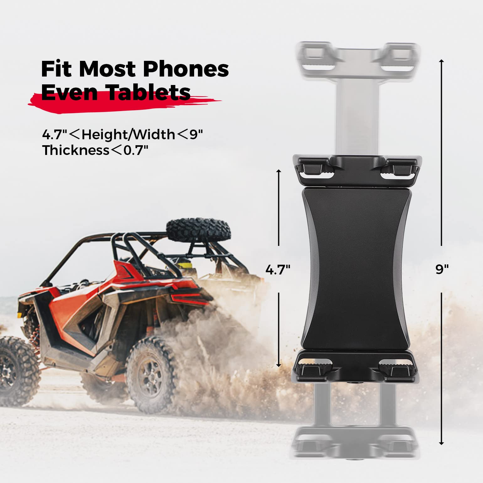 Photo of Universal Phone Holder for 0.6-1.25"/1.5-1.75" Roll Bar by Kemimoto - Premium for UTVs / Side by Sides