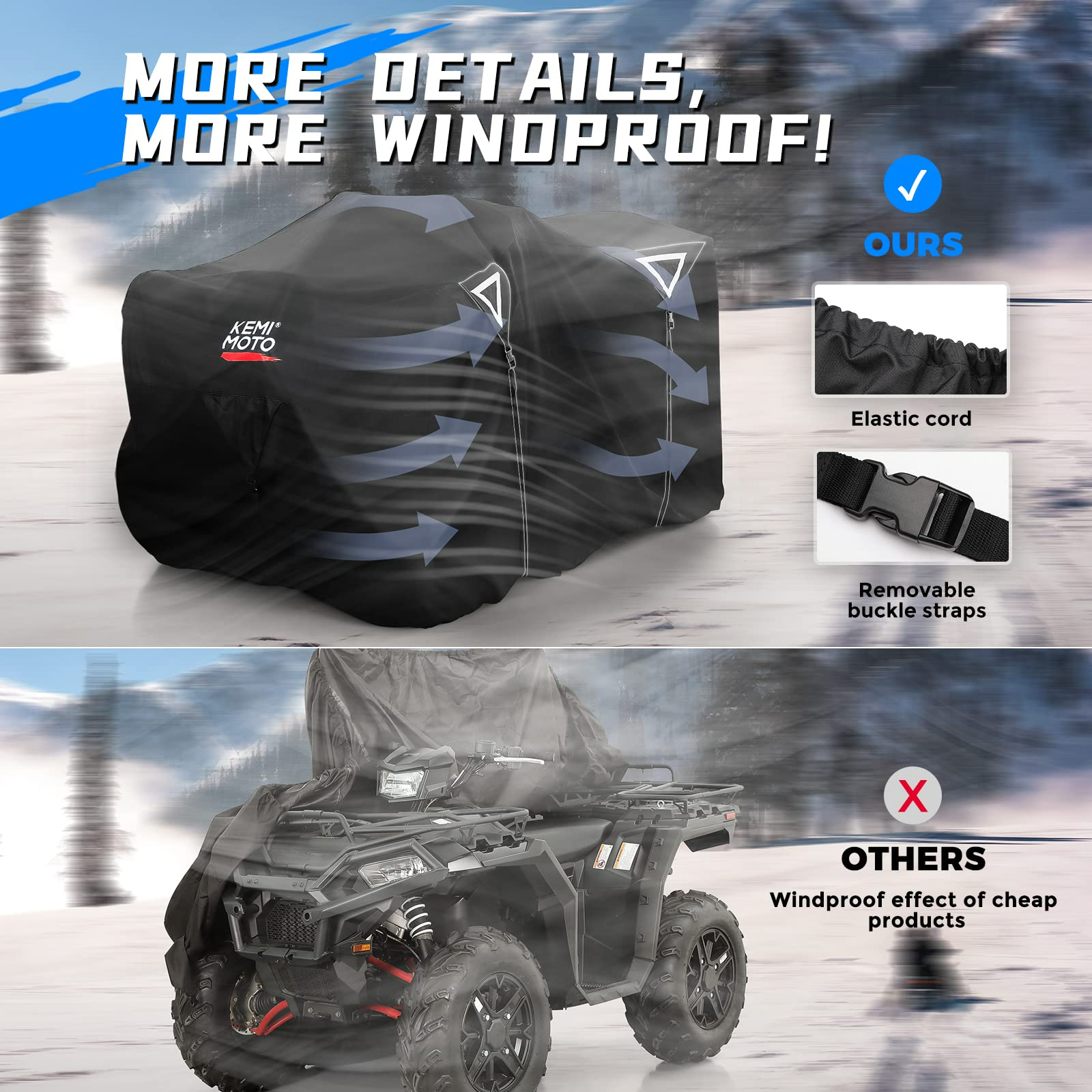 Photo of Heavy Duty ATV Cover 4 Wheeler For Sportsman Outlander Renegade by Kemimoto - Premium for UTVs / Side by Sides