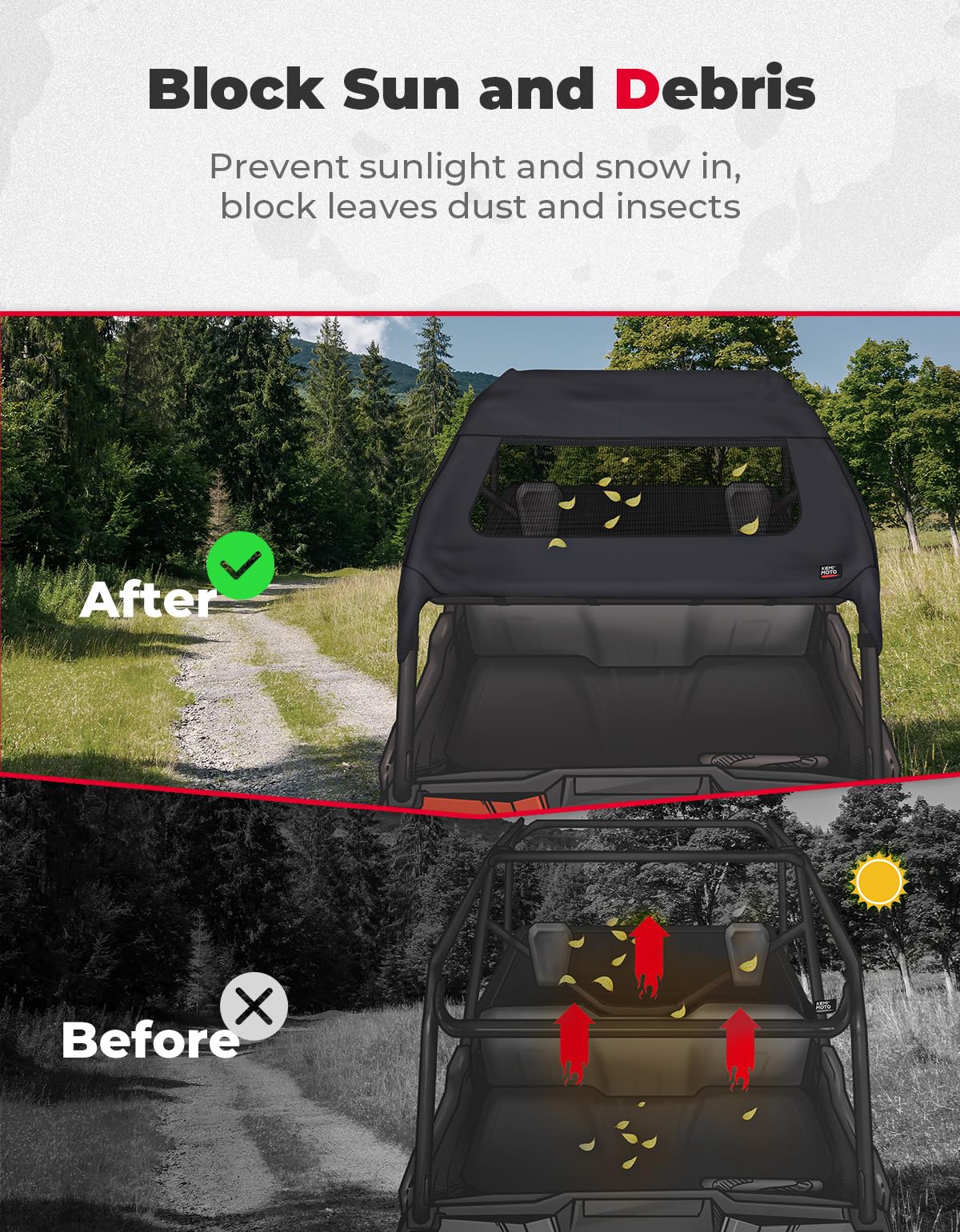 Photo of Upgraded Soft Roof for Pioneer 1000-5 2016-2023 by Kemimoto - Premium for UTVs / Side by Sides