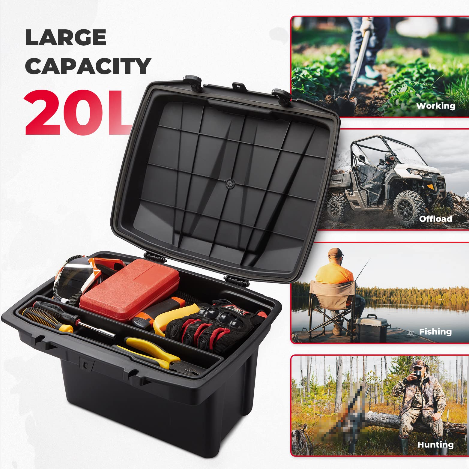 Photo of Removable 20L Cargo Storage Box for Can Am Defender HD5|7|8|9|10 by Kemimoto - Premium for UTVs / Side by Sides