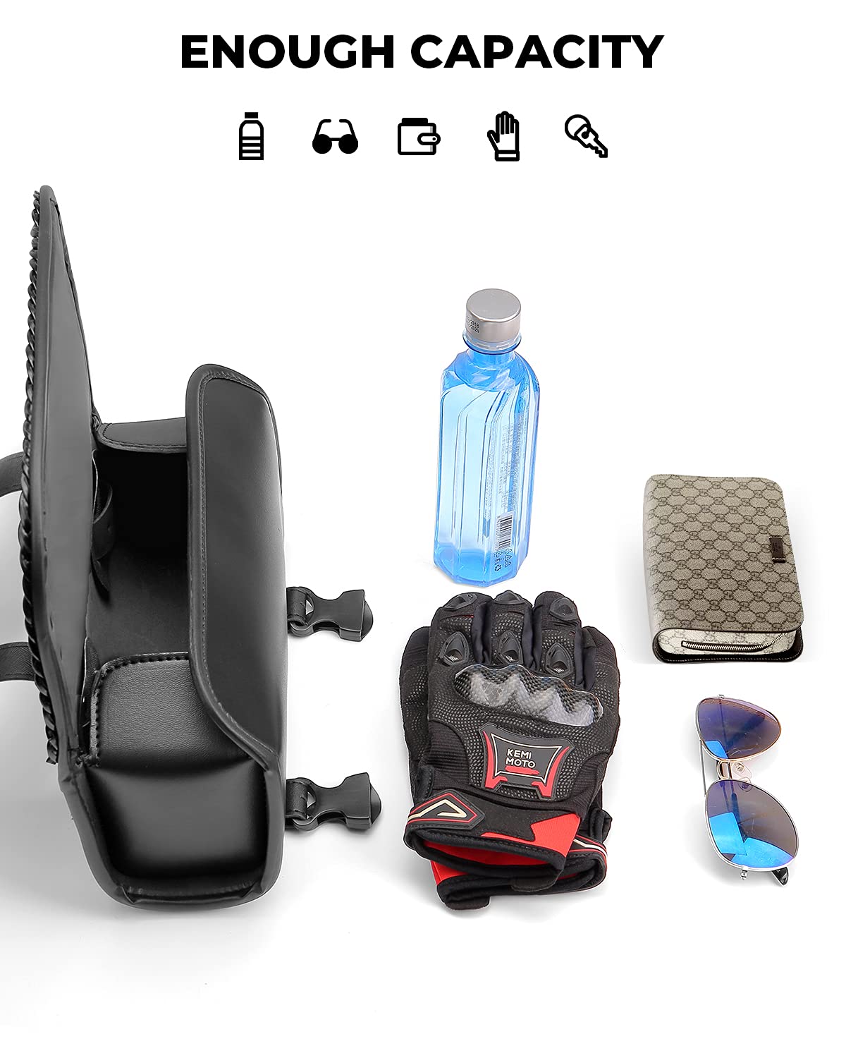 Photo of Motorcycle PU Leather Tool Bag Fork Bag by Kemimoto - Premium for UTVs / Side by Sides