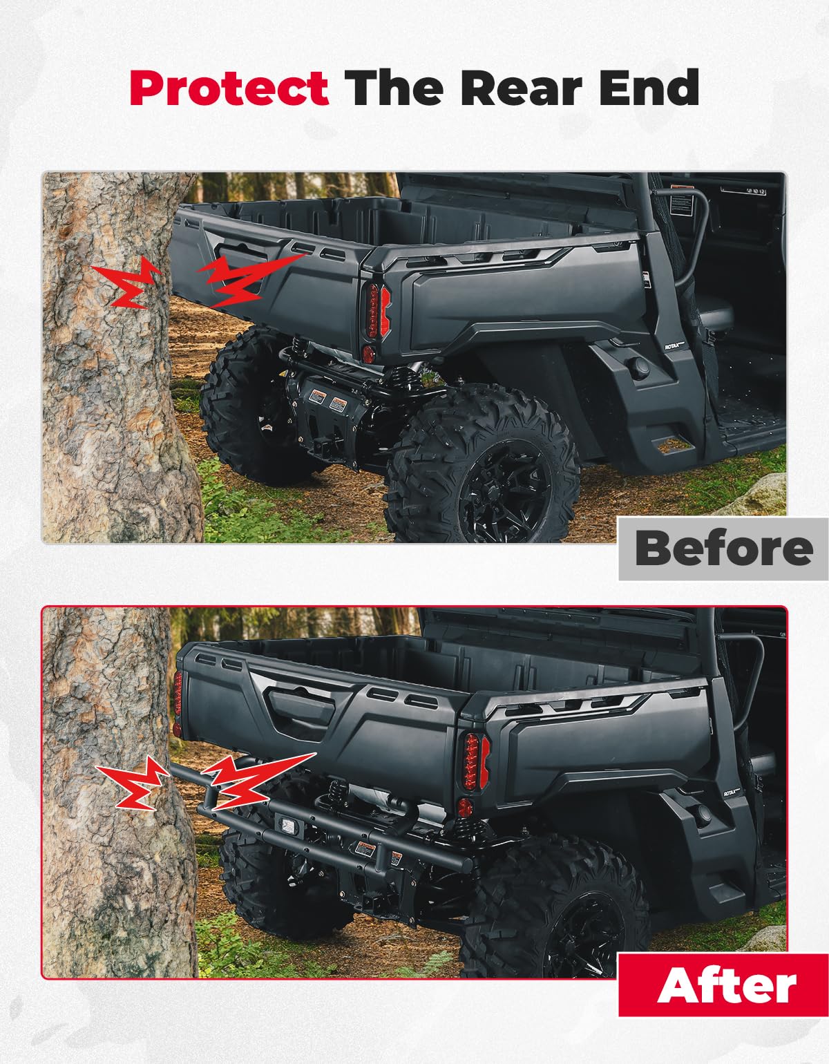 Photo of Rear Bumper With Light For Can Am Defender HD5|7|8|9|10 by Kemimoto - Premium for UTVs / Side by Sides