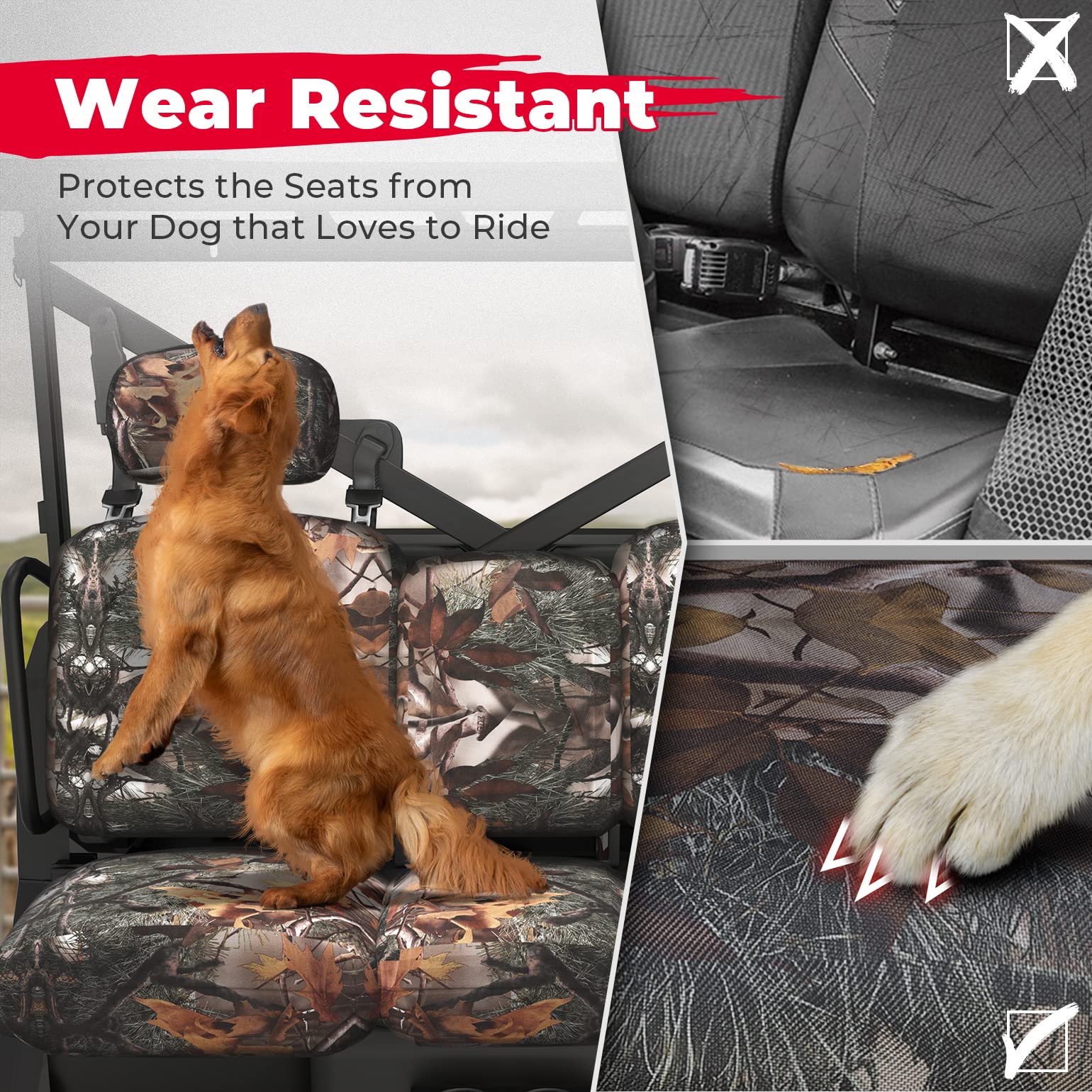 Photo of Camouflage Seat Cover for Can Am Defender HD5|7|8|9|10 by Kemimoto - Premium for UTVs / Side by Sides