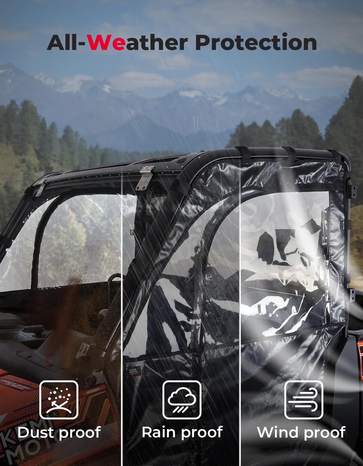 Photo of UTV Cab Enclosure Upper Doors for Ranger XP 1000 (2017-2025) by Kemimoto - Premium for UTVs / Side by Sides
