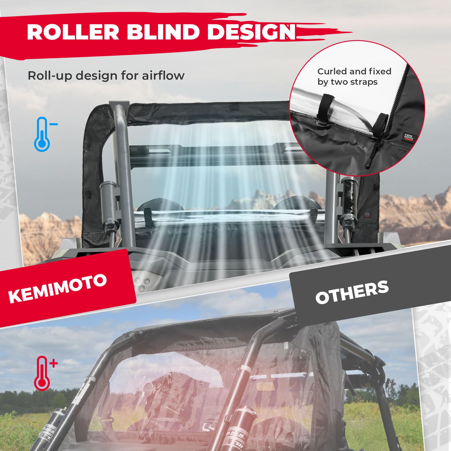 Photo of Soft Rear Windshield for Polaris RZR XP 1000 /4 2014-2023 by Kemimoto - Premium for UTVs / Side by Sides