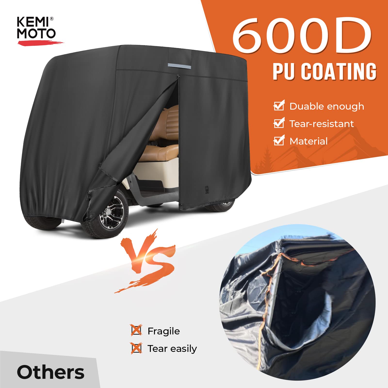 Photo of Golf Cart Cover 2 Passenger/ 4 Passenger for EZGO/ Club Car/ Drive/ ICON by Kemimoto - Premium for UTVs / Side by Sides