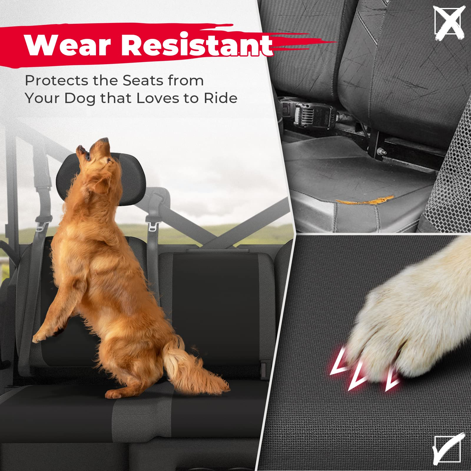 Photo of Split Bench Seat Covers for Polaris Ranger XP 1000/CREW (6 PCS) by Kemimoto - Premium for UTVs / Side by Sides