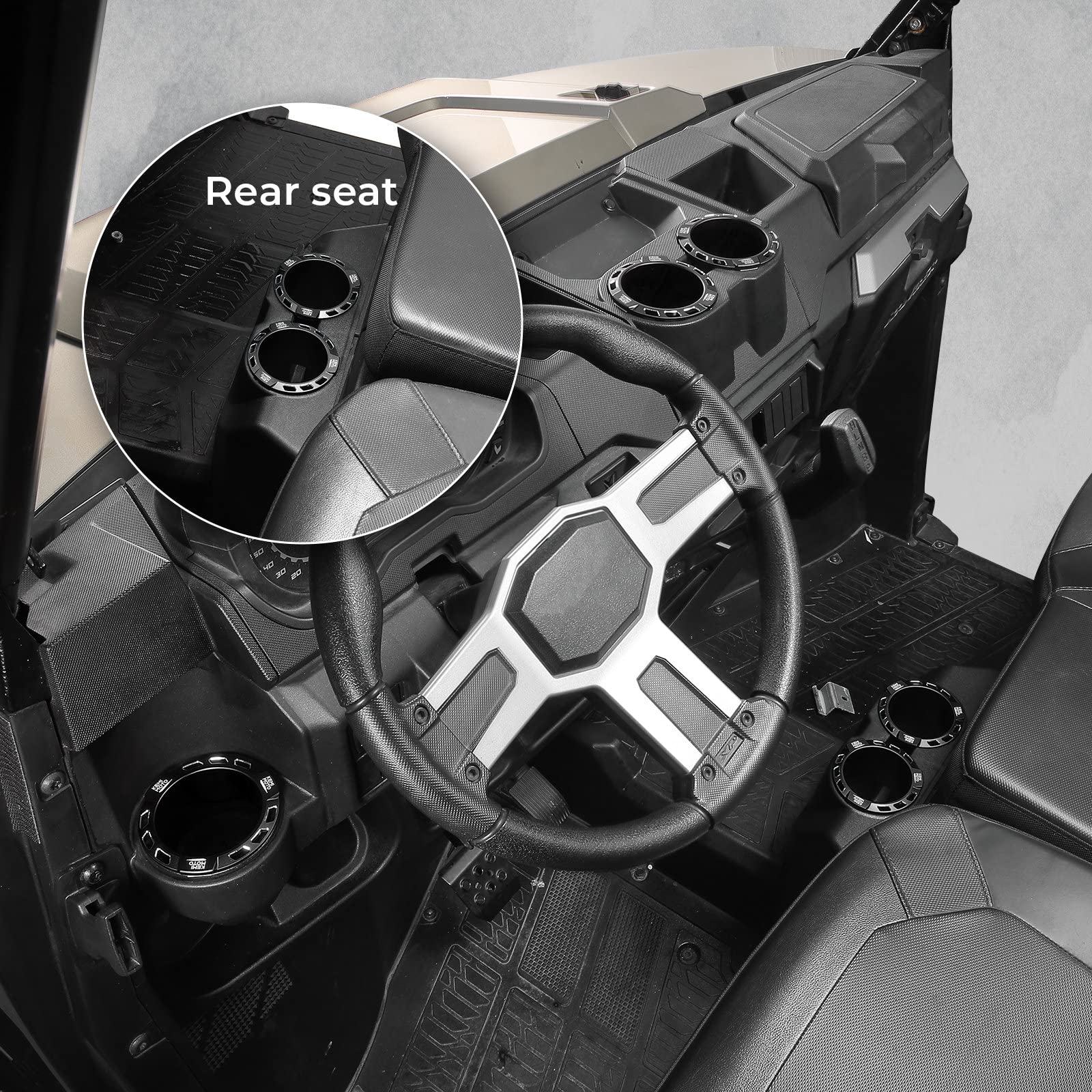 Photo of UTV CNC Aluminum Cup Holder for Polaris RZR/ Ranger (2 Pack) by Kemimoto - Premium for UTVs / Side by Sides