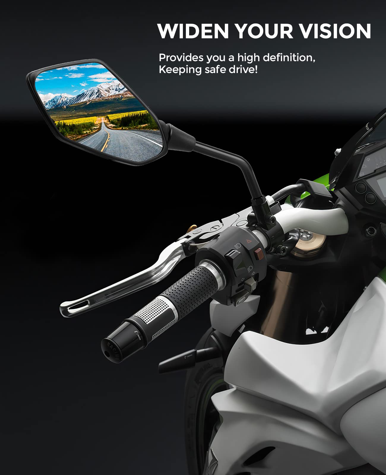 Photo of Universal Motorcycle Mirrors with M8 M10 Bolt by Kemimoto - Premium for UTVs / Side by Sides
