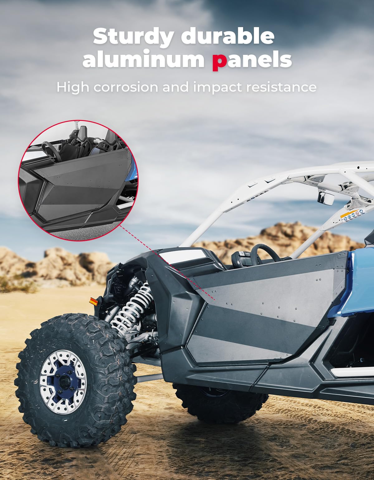 Photo of Set of Aluminum Front Full Doors for Can-Am Maverick X3 and X3 Max by Kemimoto - Premium for UTVs / Side by Sides