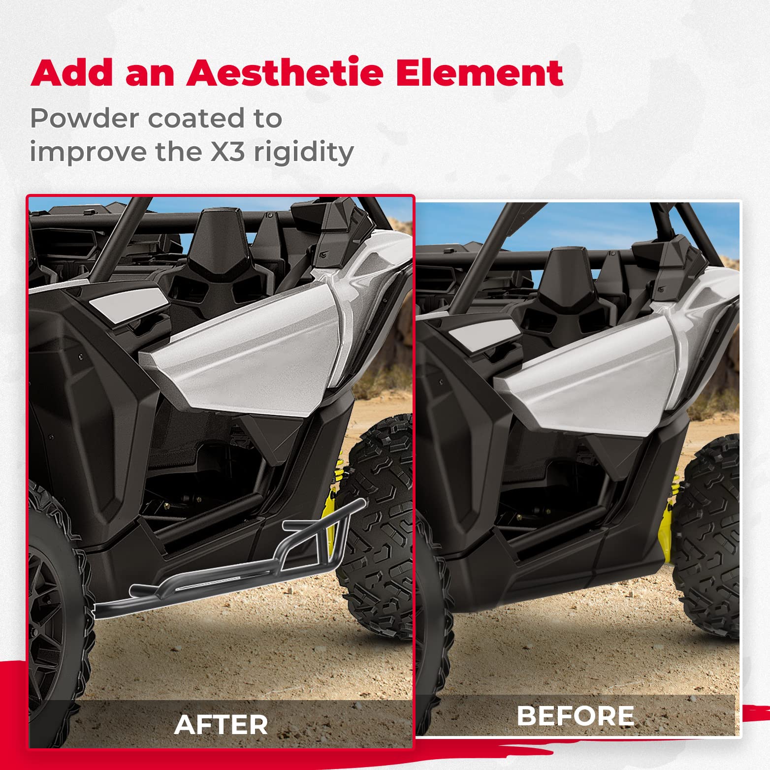 Photo of Nerf Bars Rock Sliders for Can-Am Maverick X3 2017-2025 by Kemimoto - Premium for UTVs / Side by Sides