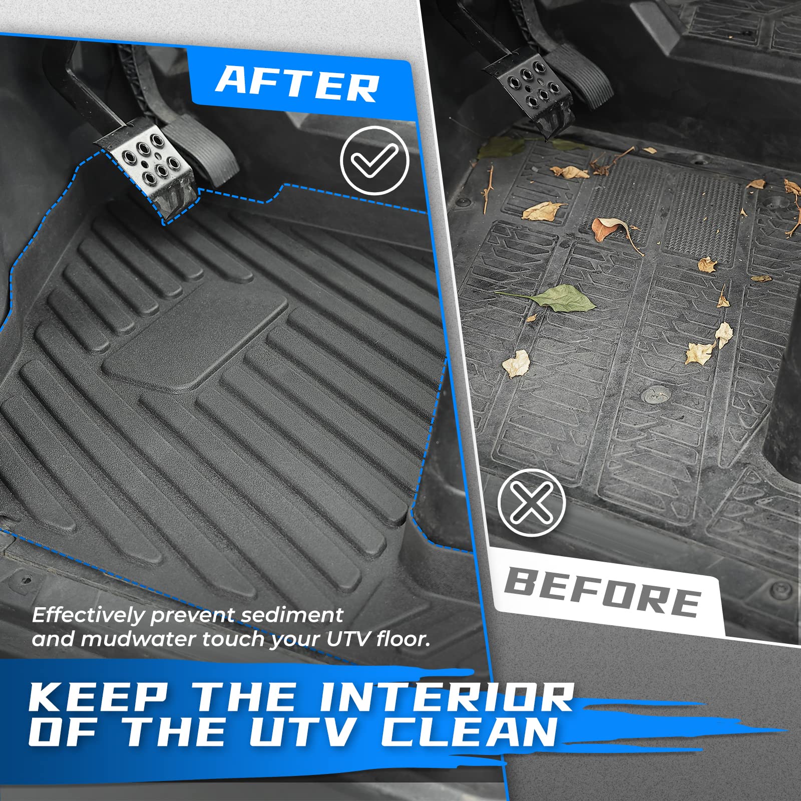 Photo of Kemimoto Floor Mats for Polaris Ranger Crew XP 1000 (2019-2024) 4 Pcs by Kemimoto - Premium for UTVs / Side by Sides