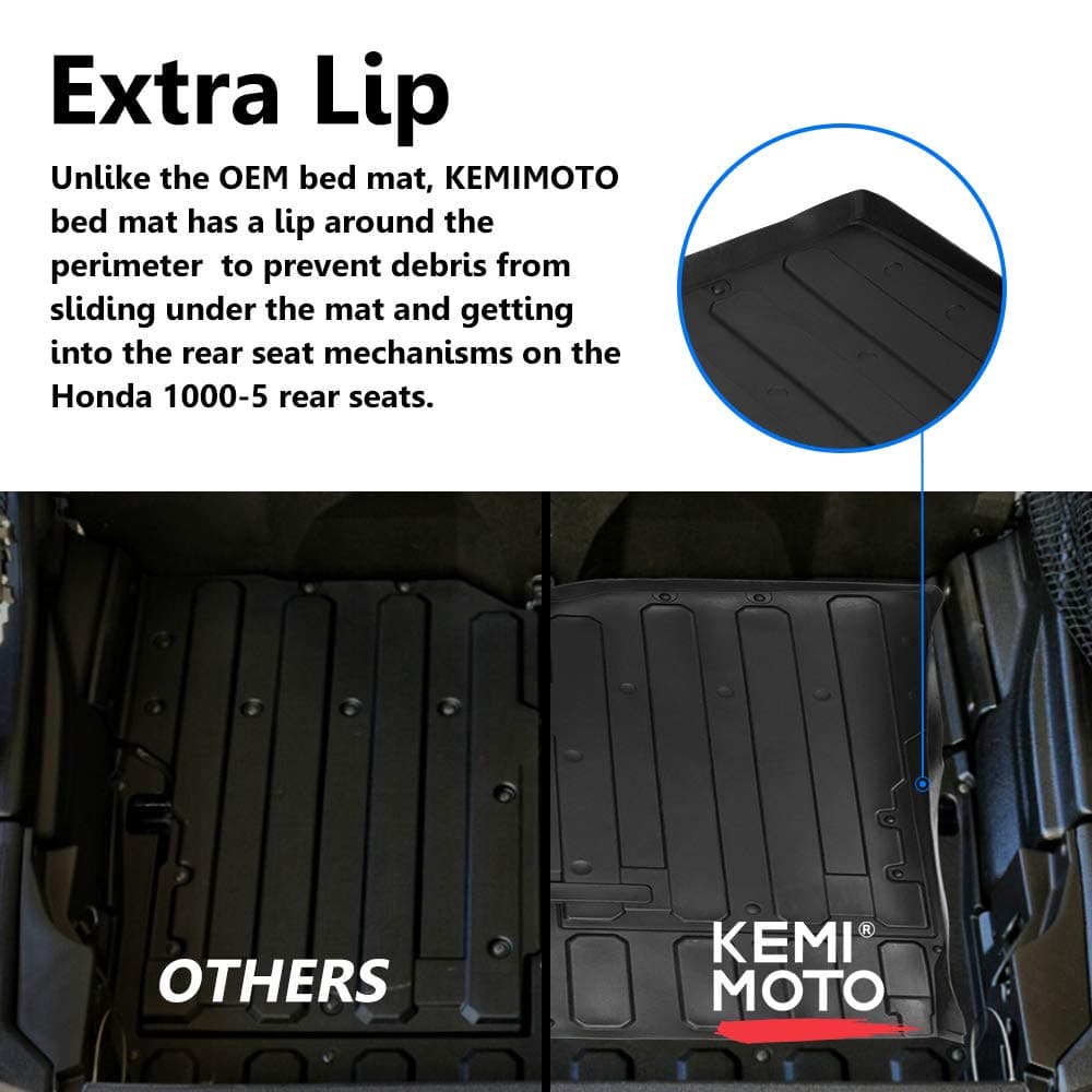 Photo of Rubber Bed Mat Liner for Pioneer 1000-5 2016-2024 by Kemimoto - Premium for UTVs / Side by Sides
