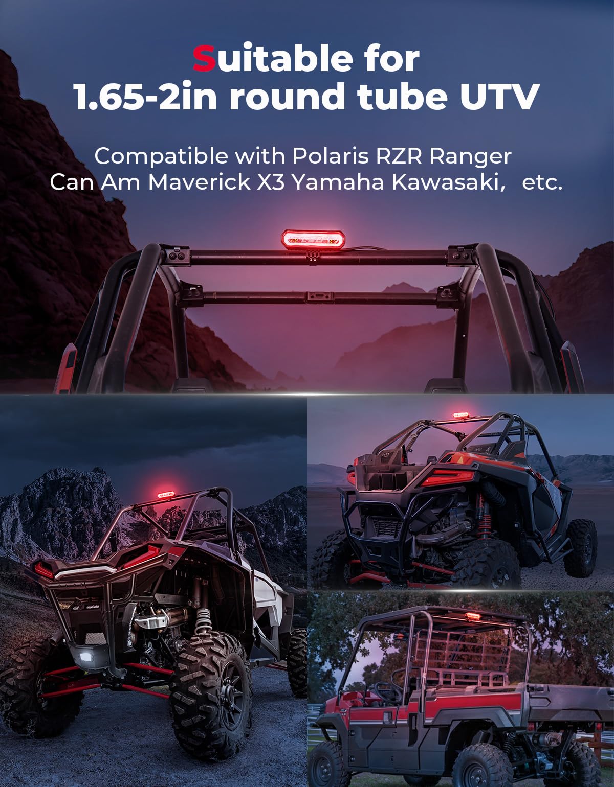 Photo of UTV Universial LED Chase Brake Tail Lights for RZR Ranger Maverick X3 by Kemimoto - Premium for UTVs / Side by Sides