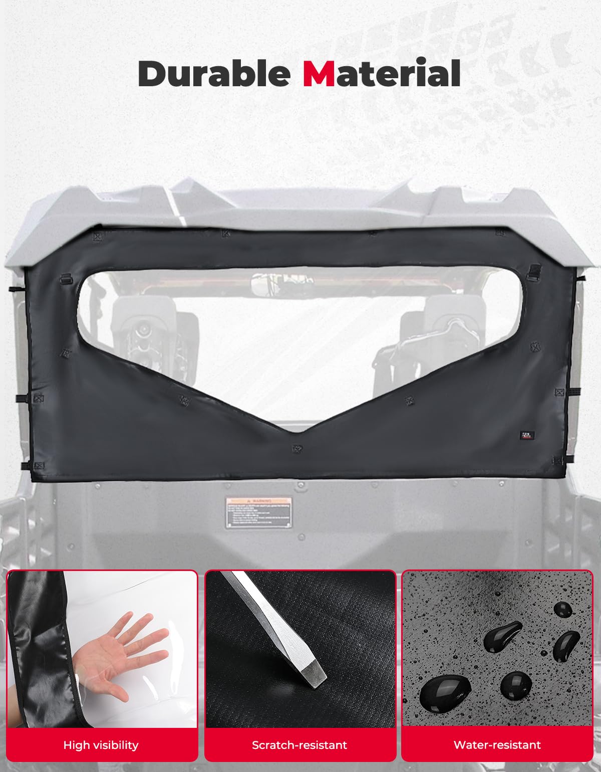 Photo of UTV Roll Up/ Down Soft Rear Window for Honda Pioneer 1000-6 by Kemimoto - Premium for UTVs / Side by Sides