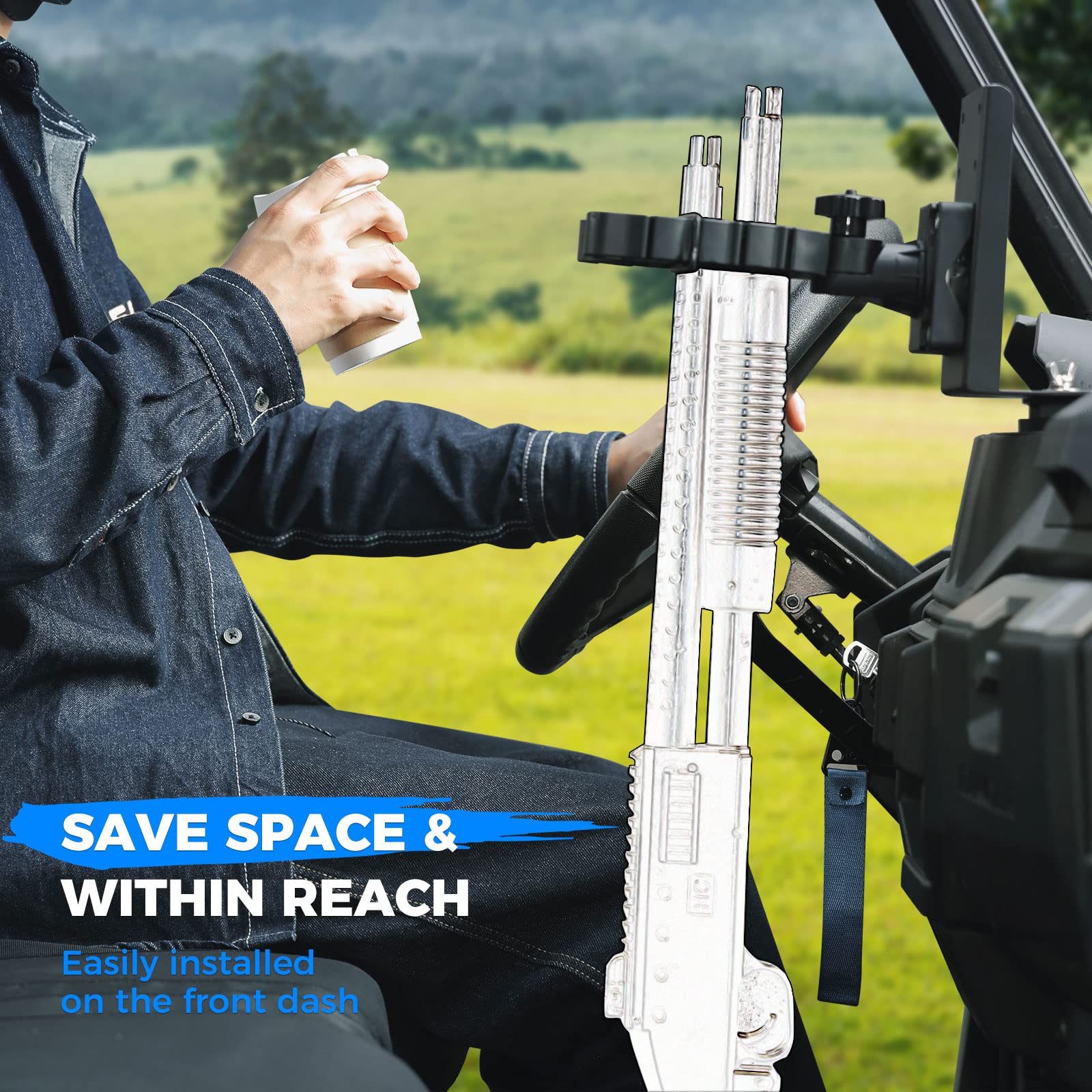 Photo of UTV Rifle Gun Holder for Polaris Ranger & General by Kemimoto - Premium for UTVs / Side by Sides