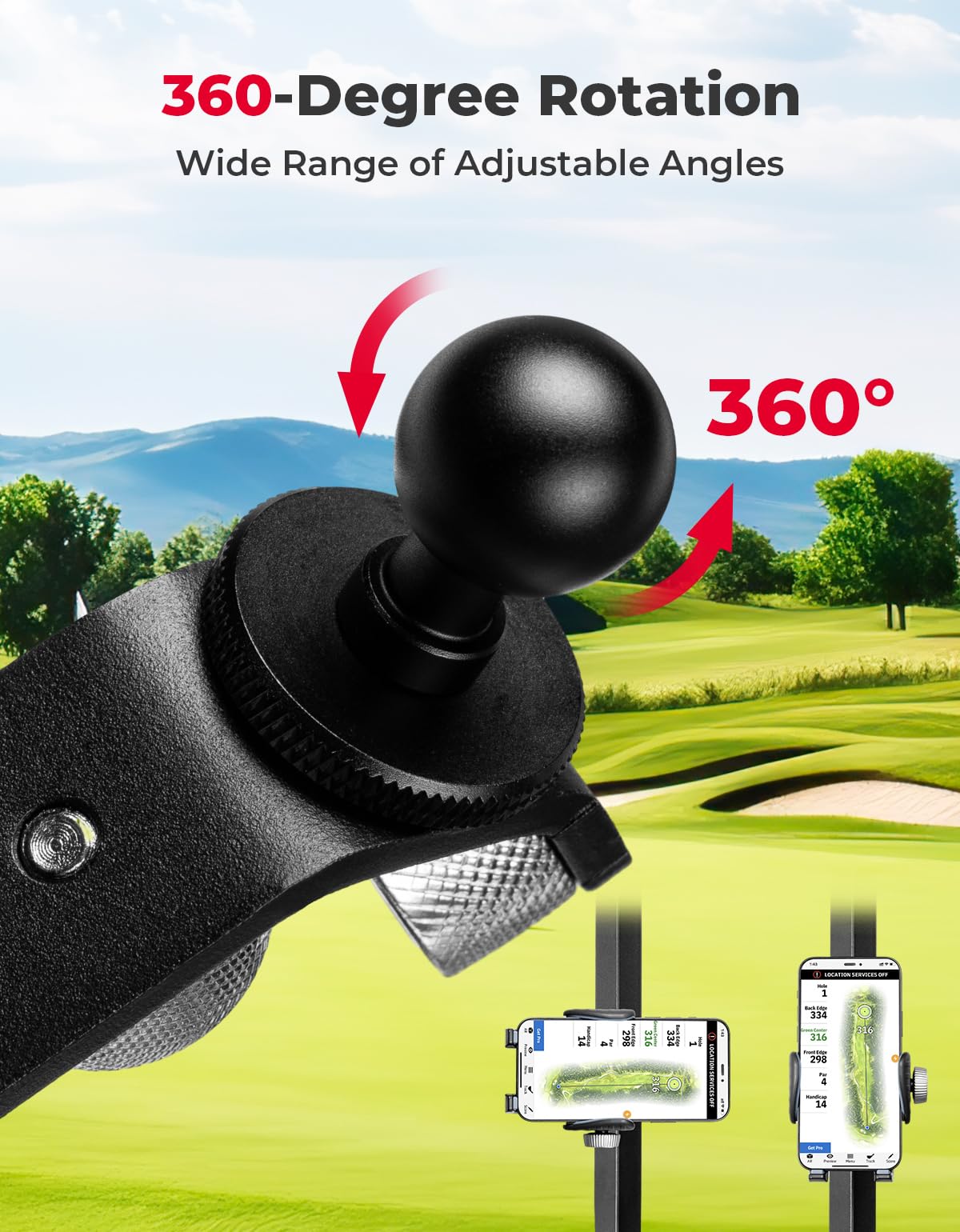 Photo of Phone Holder for EZGO/ Club Car/ Drive Golf Cart by Kemimoto - Premium for UTVs / Side by Sides