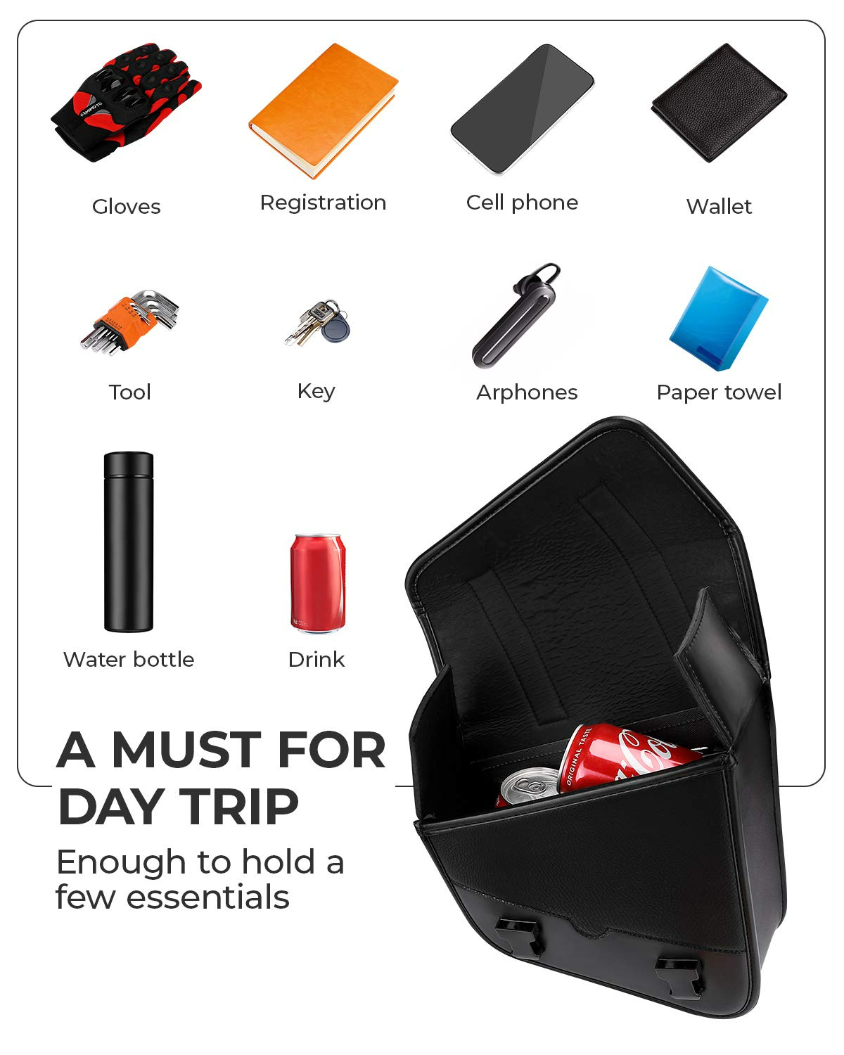 Photo of Swingarm Side Tool Bag for Harley by Kemimoto - Premium for UTVs / Side by Sides