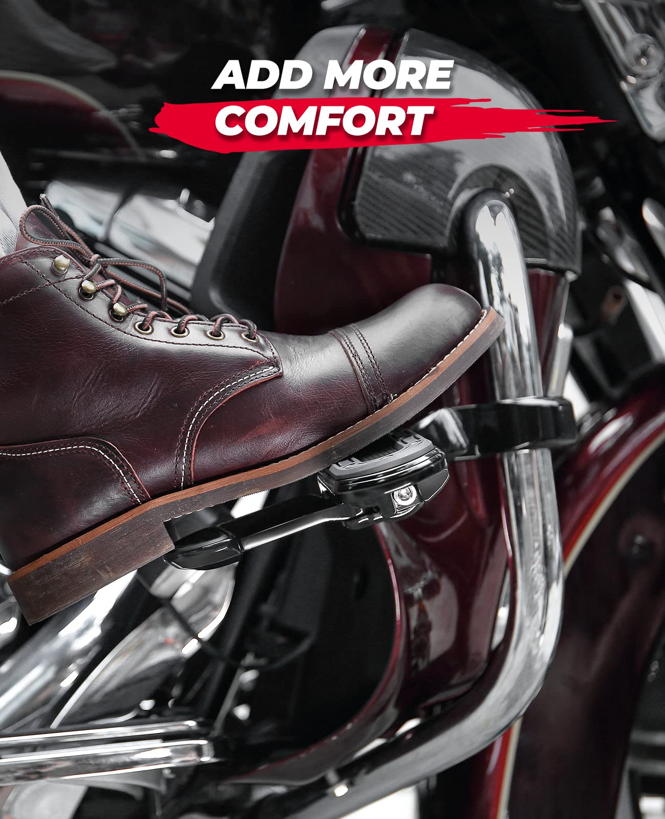 Photo of Motorcycle Highway Pegs for 1.25" Engine Guard by Kemimoto - Premium for UTVs / Side by Sides