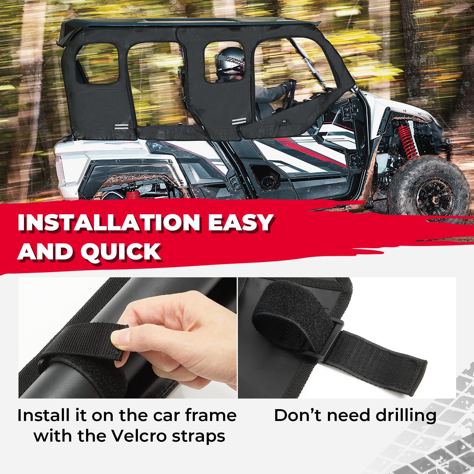 Photo of Soft Cab Enclosure Upper Doors for Yamaha Wolverine X4/SE 2018-2020 by Kemimoto - Premium for UTVs / Side by Sides