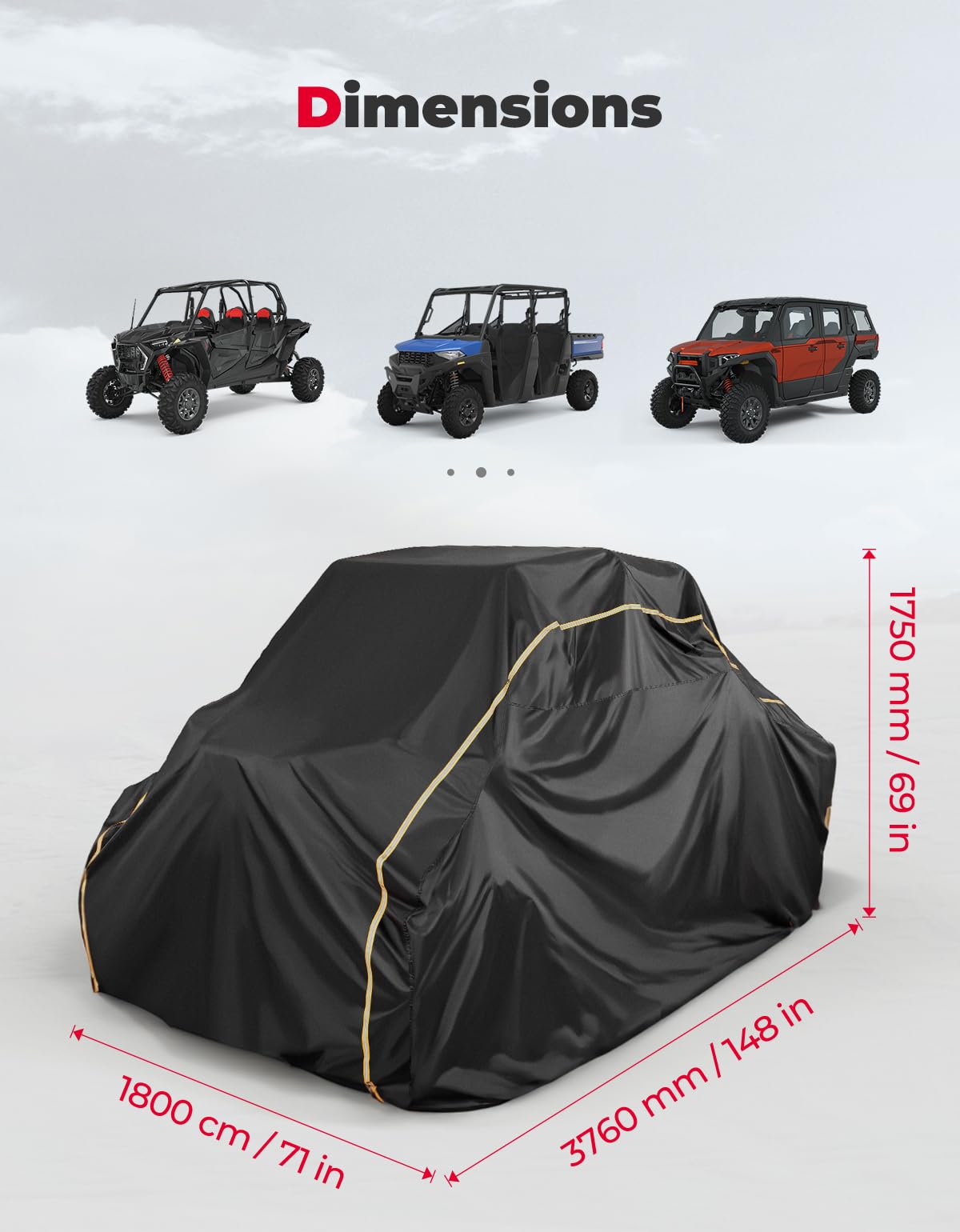 Photo of 4-Seater UTV Cover for RZR / Ranger / Defender / UForce / Mule by Kemimoto - Premium for UTVs / Side by Sides