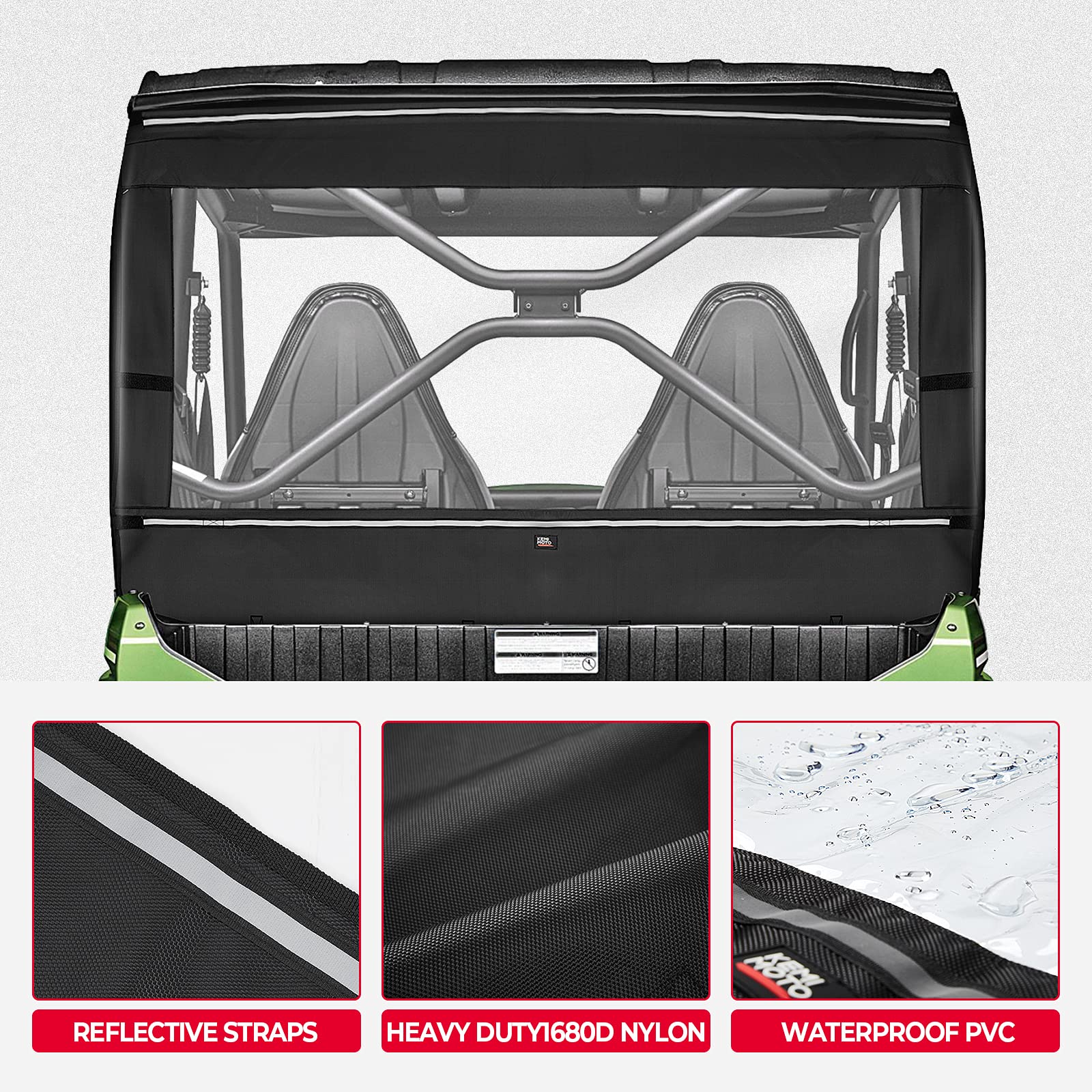 Photo of Rear Soft Rear Windshield for Kawasaki TERYX 4 800 by Kemimoto - Premium for UTVs / Side by Sides