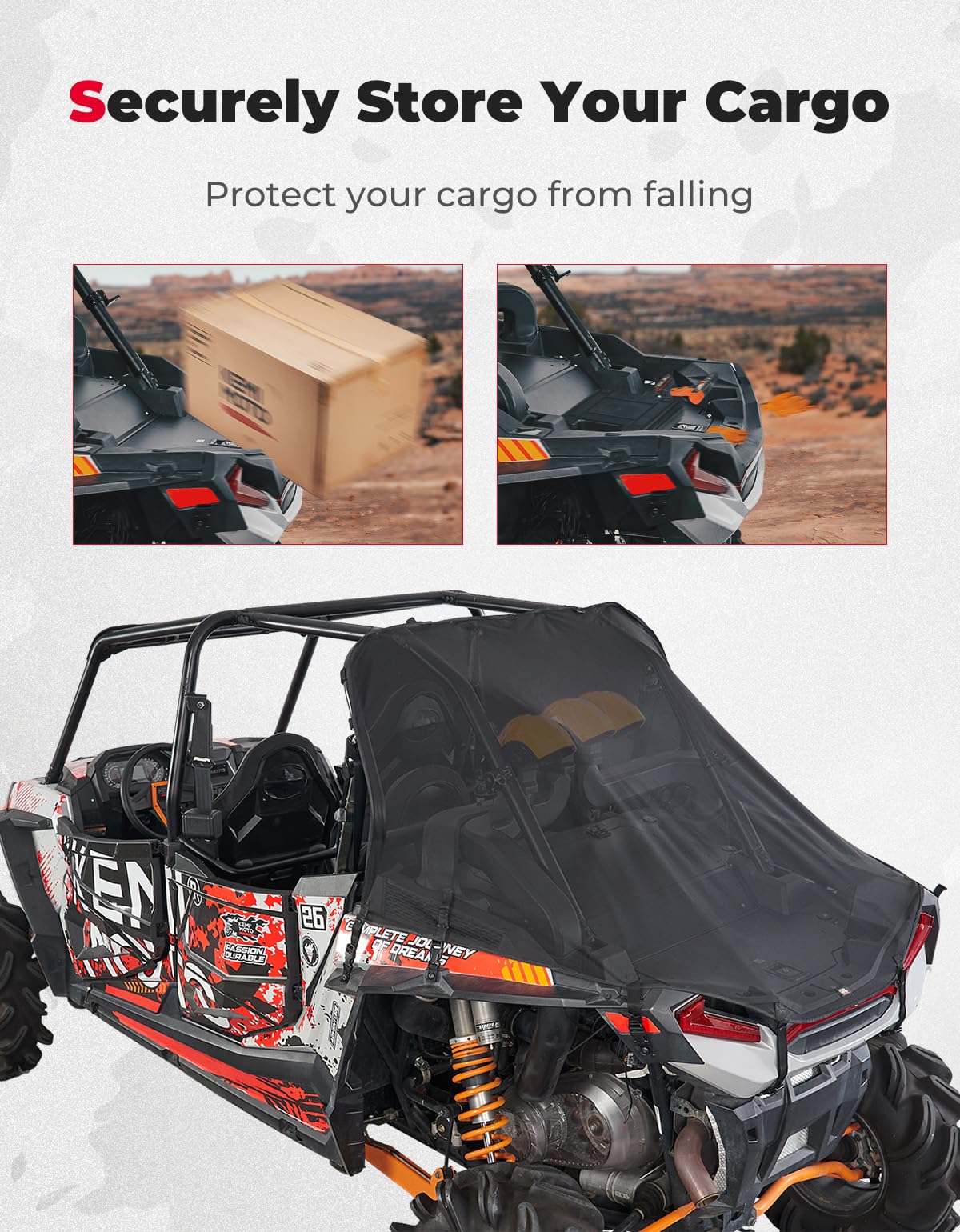 Photo of UTV Cargo Bed Cover for RZR XP 1000 / Turbo 2014-2023 by Kemimoto - Premium for UTVs / Side by Sides