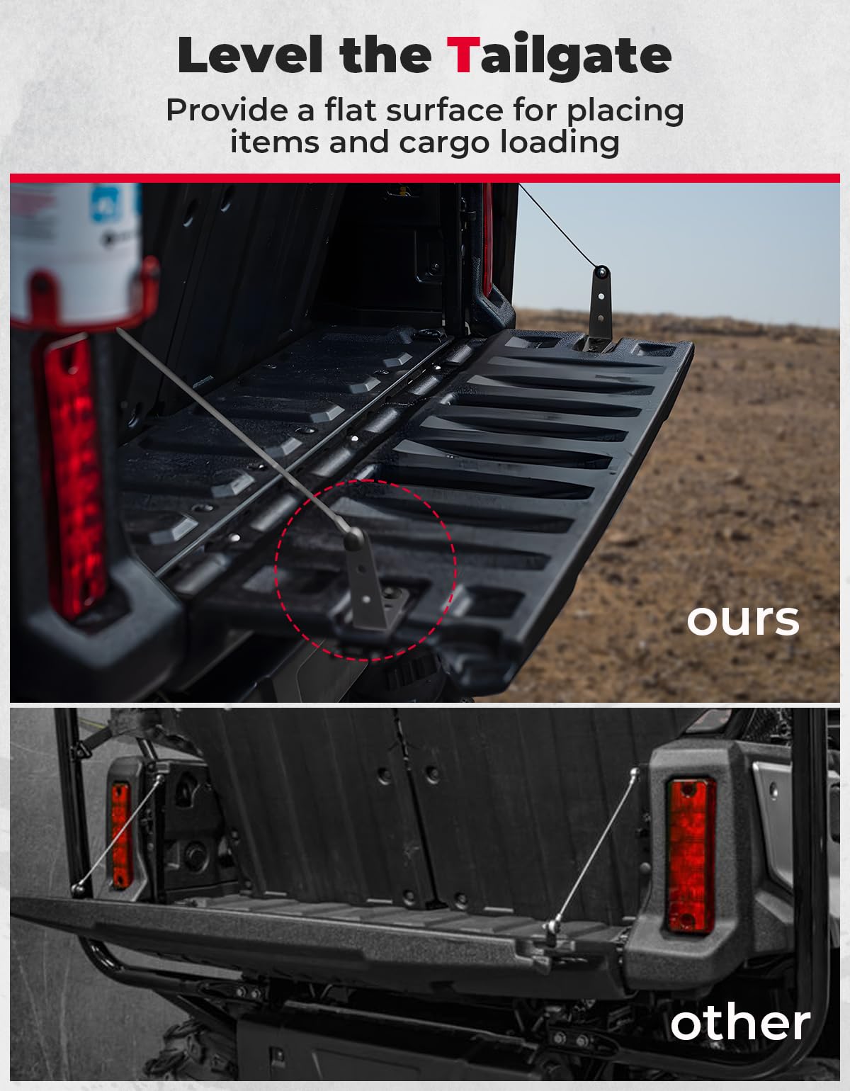 Photo of Tailgate Leveler Bracket for Pioneer 700 700-4 1000 1000-5 1000-6 by Kemimoto - Premium for UTVs / Side by Sides