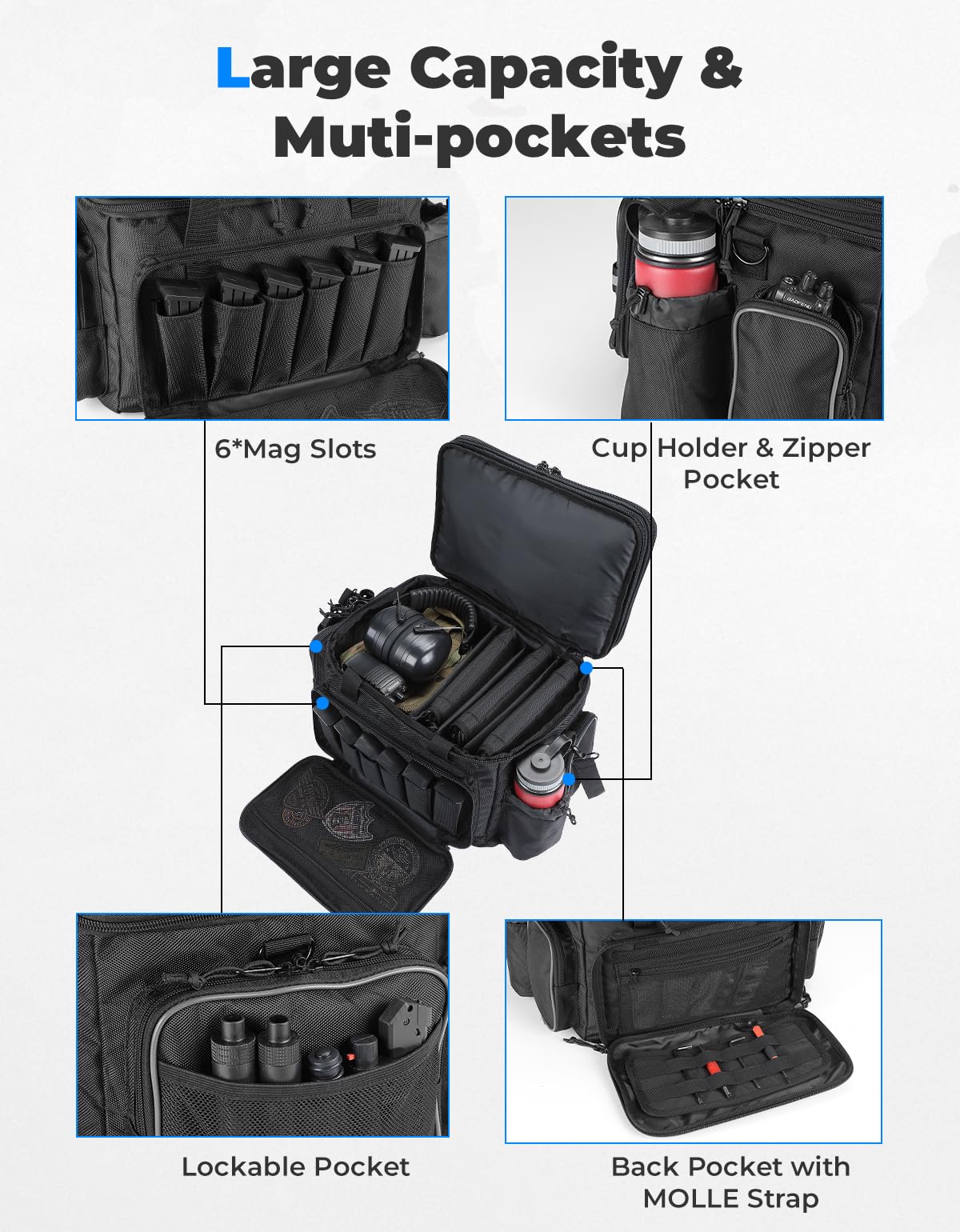 Photo of Pistol Range Bag for Shooting, Hunting, Black by Kemimoto - Premium for UTVs / Side by Sides