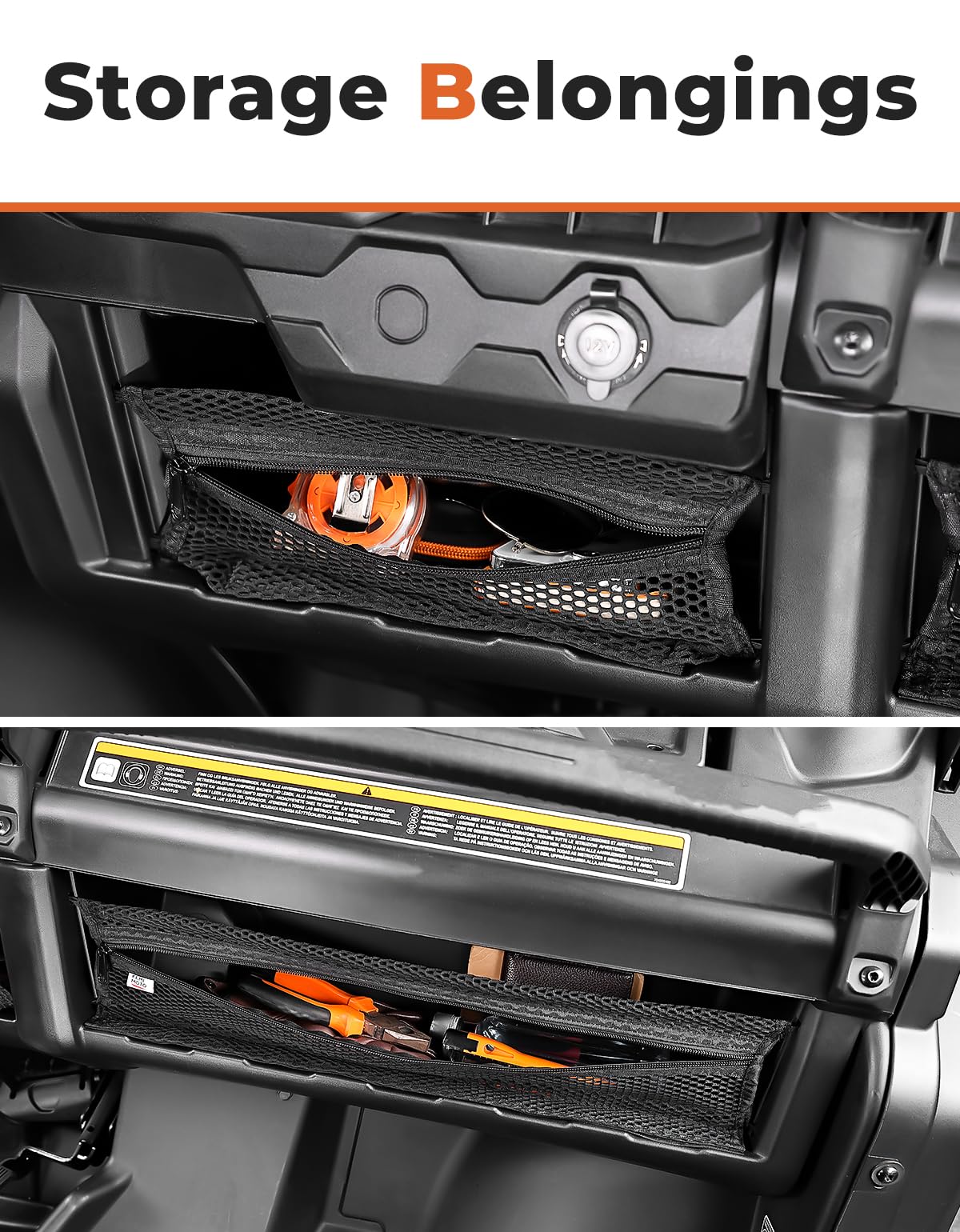 Photo of 2PCS Dash Storage Nets for Can-Am Defender / MAX by Kemimoto - Premium for UTVs / Side by Sides