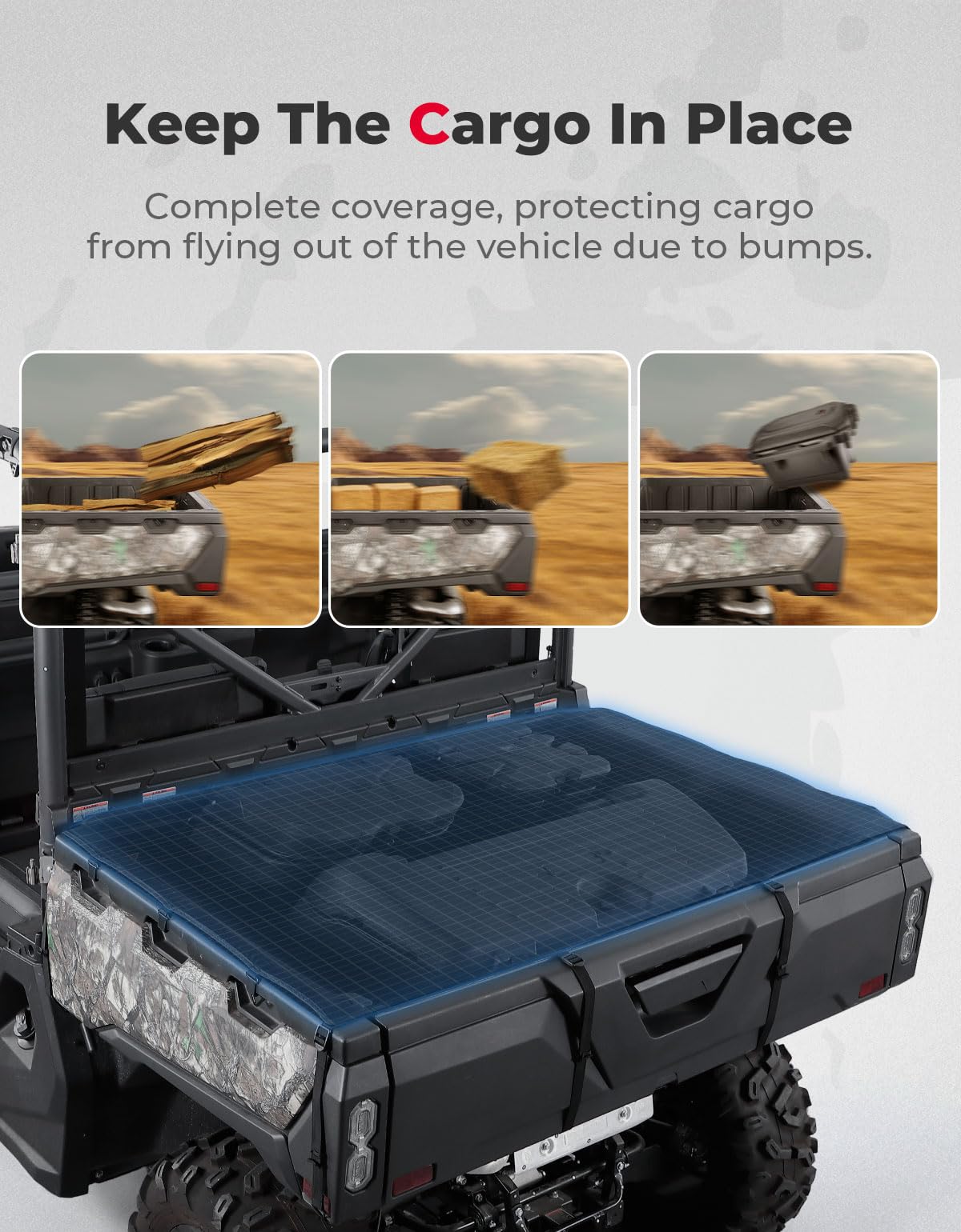 Photo of Soft Cargo Bed Cover for CFMOTO UFORCE 1000/1000 XL by Kemimoto - Premium for UTVs / Side by Sides