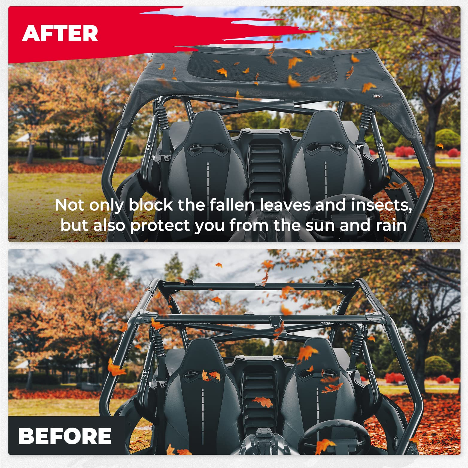 Photo of Ventilated Soft Top with Zipper Design for CFMOTO ZFORCE 950 by Kemimoto - Premium for UTVs / Side by Sides