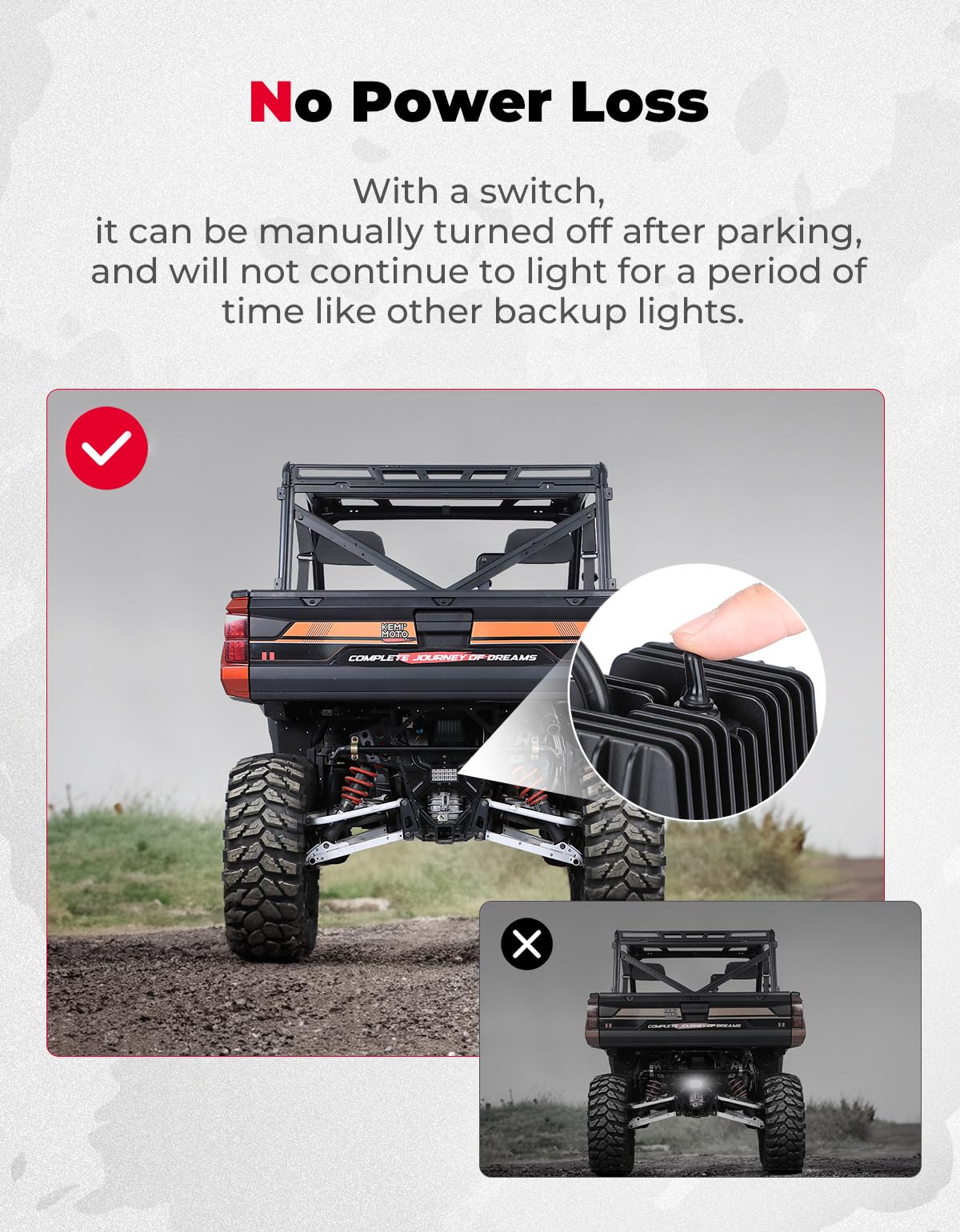 Photo of Upgraded Backup Light with Switch for Ranger XP 1000/Crew 2018-2024 by Kemimoto - Premium for UTVs / Side by Sides