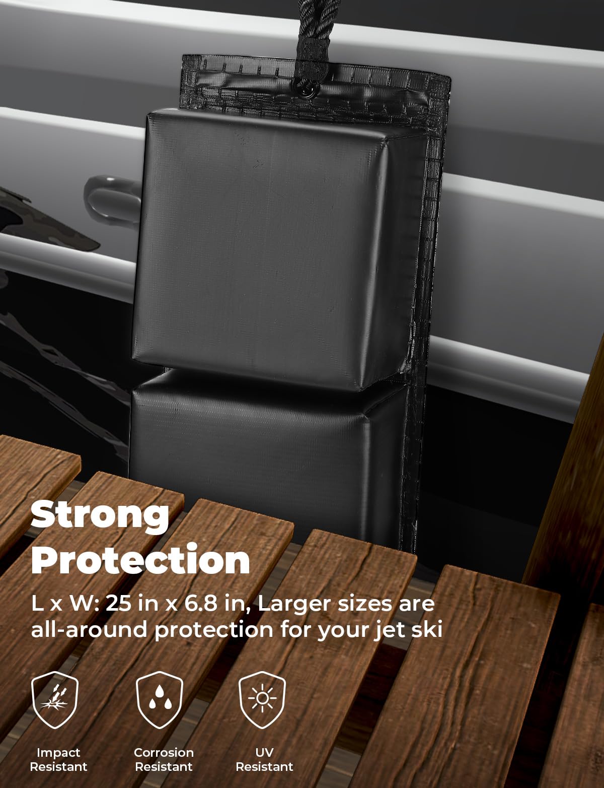 Photo of PWC Jet Ski Folding Design Bumpers with Length 25in by Kemimoto - Premium for UTVs / Side by Sides