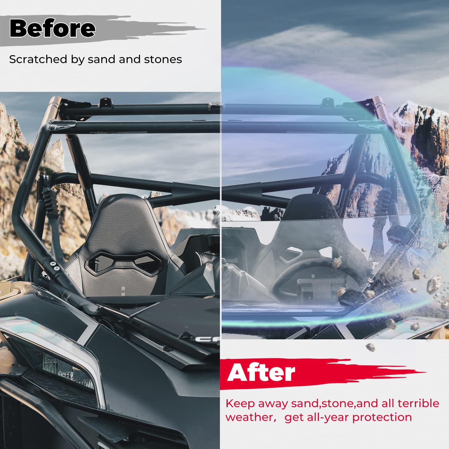 Photo of Kemimoto Front Half Windshield for CFMOTO ZForce 950 by Kemimoto - Premium for UTVs / Side by Sides