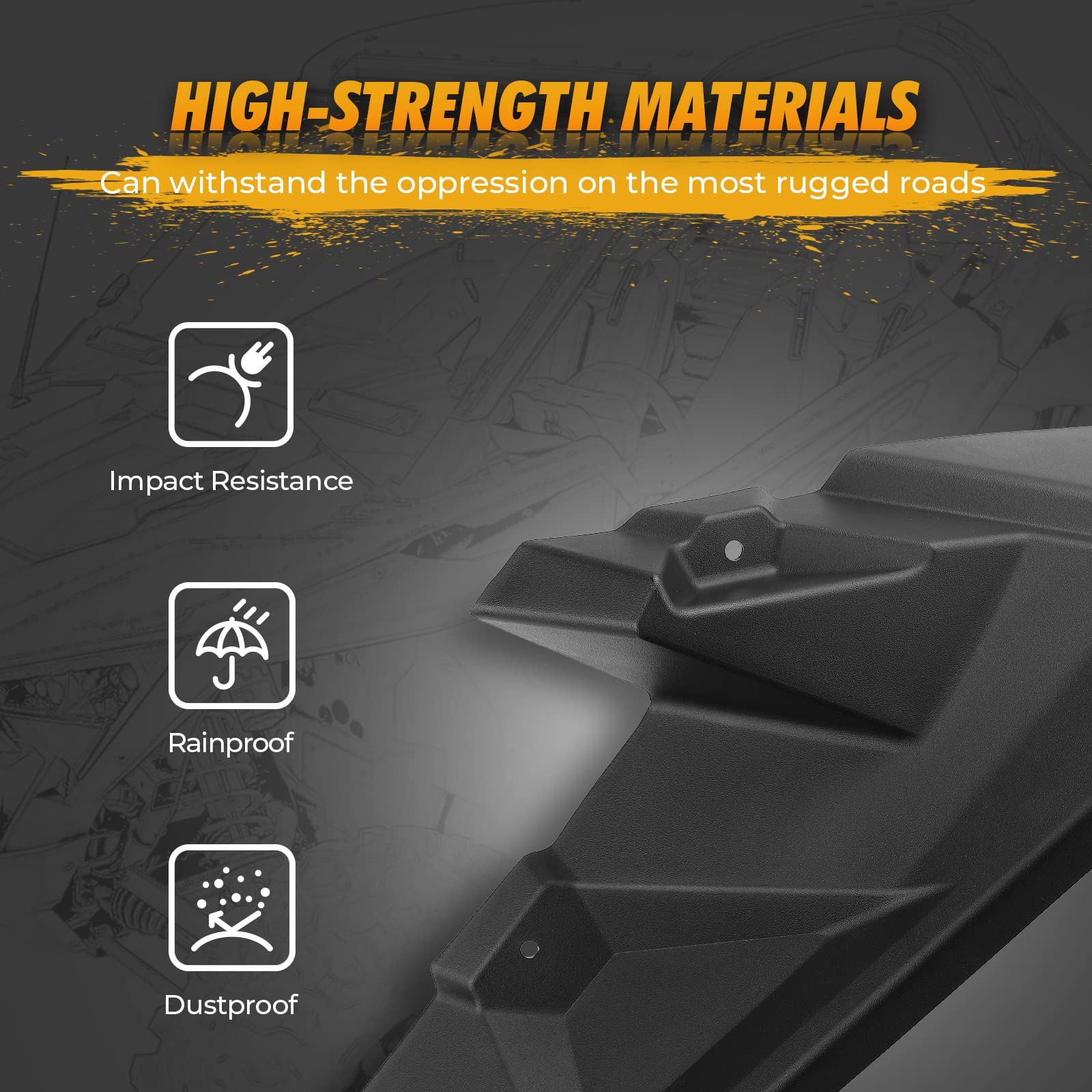 Photo of Fender Flares 8.5 Inch Mud Flap for Polaris RZR XP 1000/4 by Kemimoto - Premium for UTVs / Side by Sides