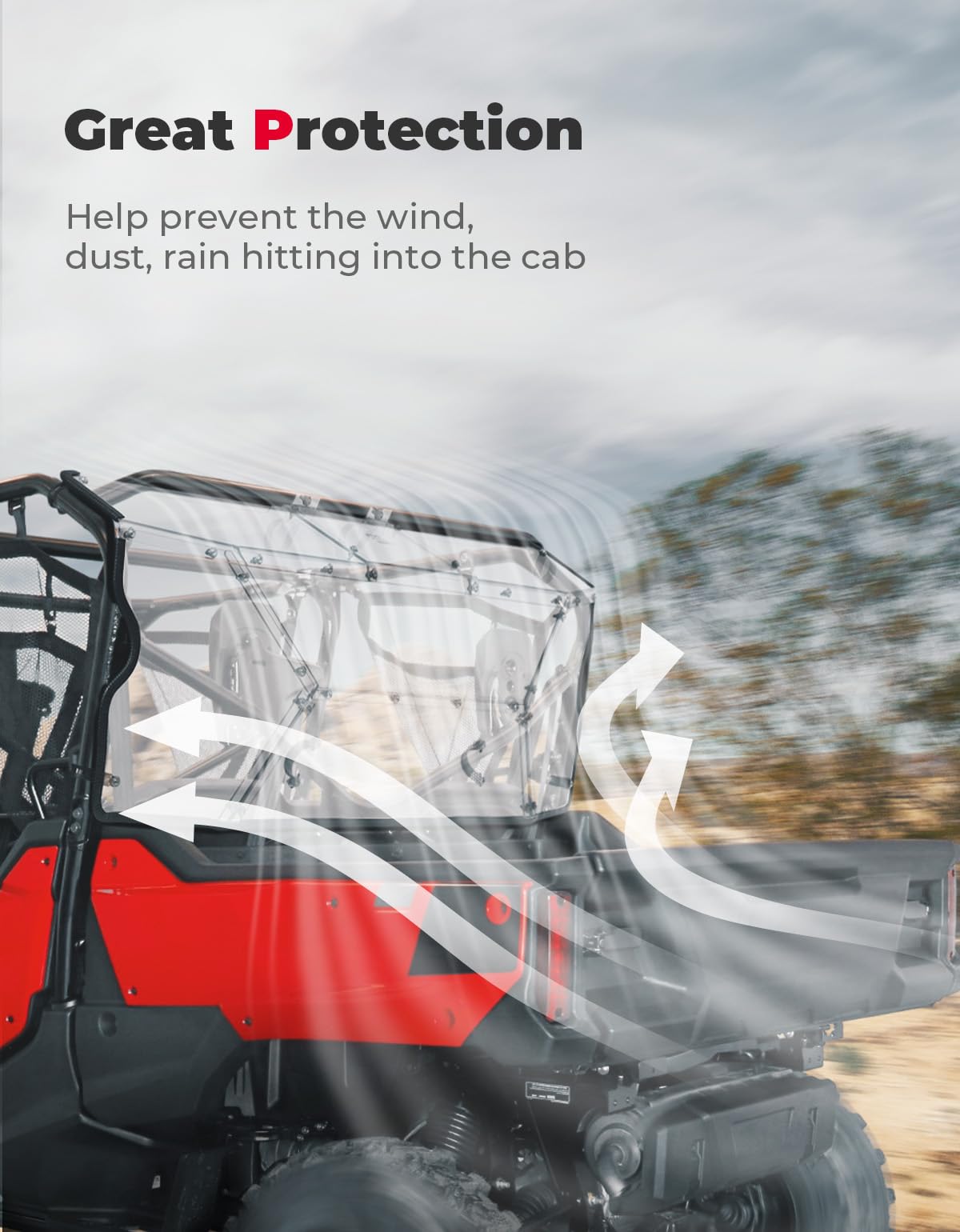 Photo of Rear Windshield for Pioneer 1000-6 2023-2024 by Kemimoto - Premium for UTVs / Side by Sides