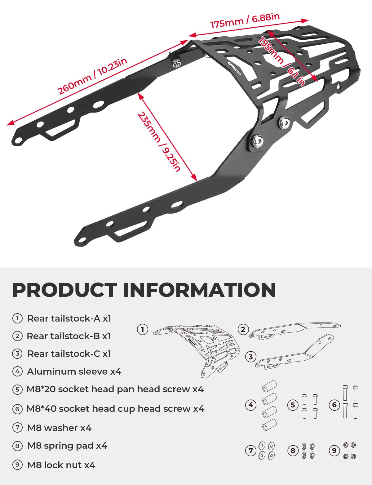 Photo of Rear Rack Luggage Storage Rack Carrier for Grom (2022-2024) by Kemimoto - Premium for UTVs / Side by Sides