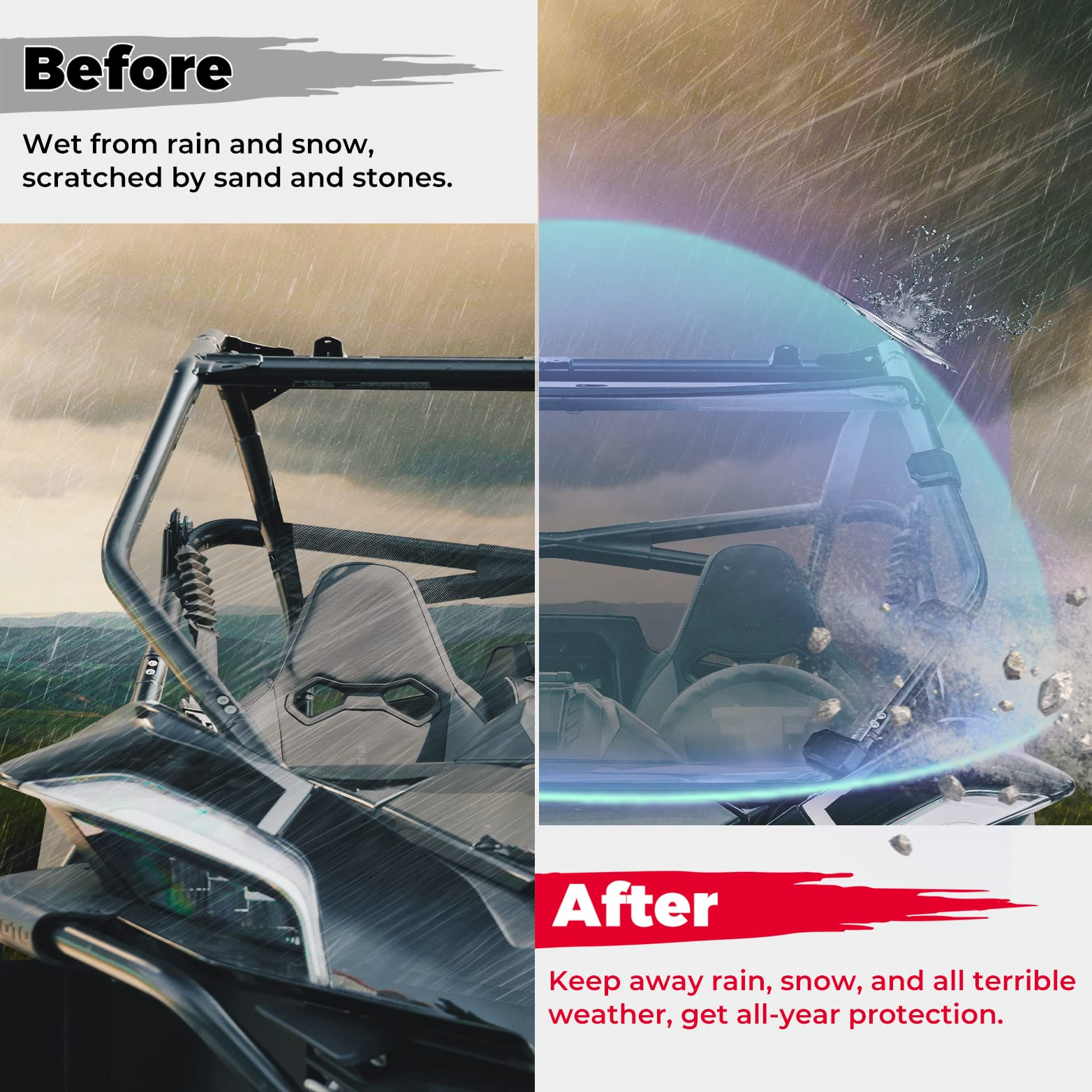 Photo of Scratch Resistant Full Windshield for CFMOTO ZForce 950 by Kemimoto - Premium for UTVs / Side by Sides