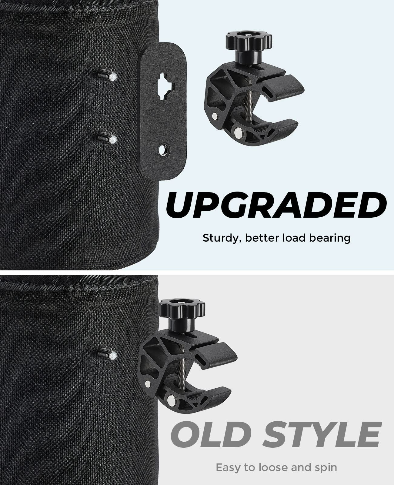 Photo of Universal Oxford Fabric Cup Holder with 0.6"-1.5" Alligator Clamp by Kemimoto - Premium for UTVs / Side by Sides