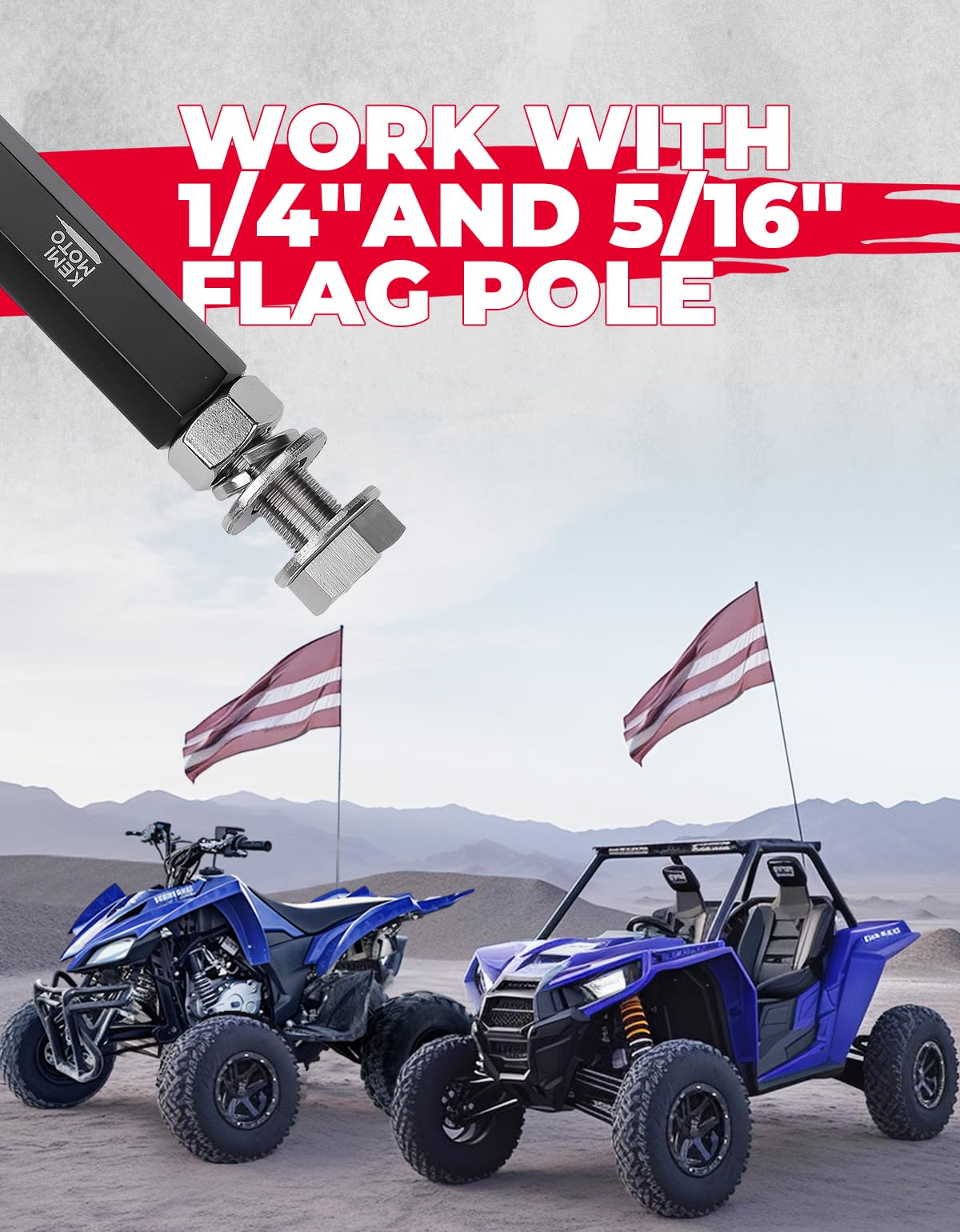 Photo of Kemimoto Flag Mount for 1/4'' or 5/16" Mounting Base (1pc, Black) by Kemimoto - Premium for UTVs / Side by Sides